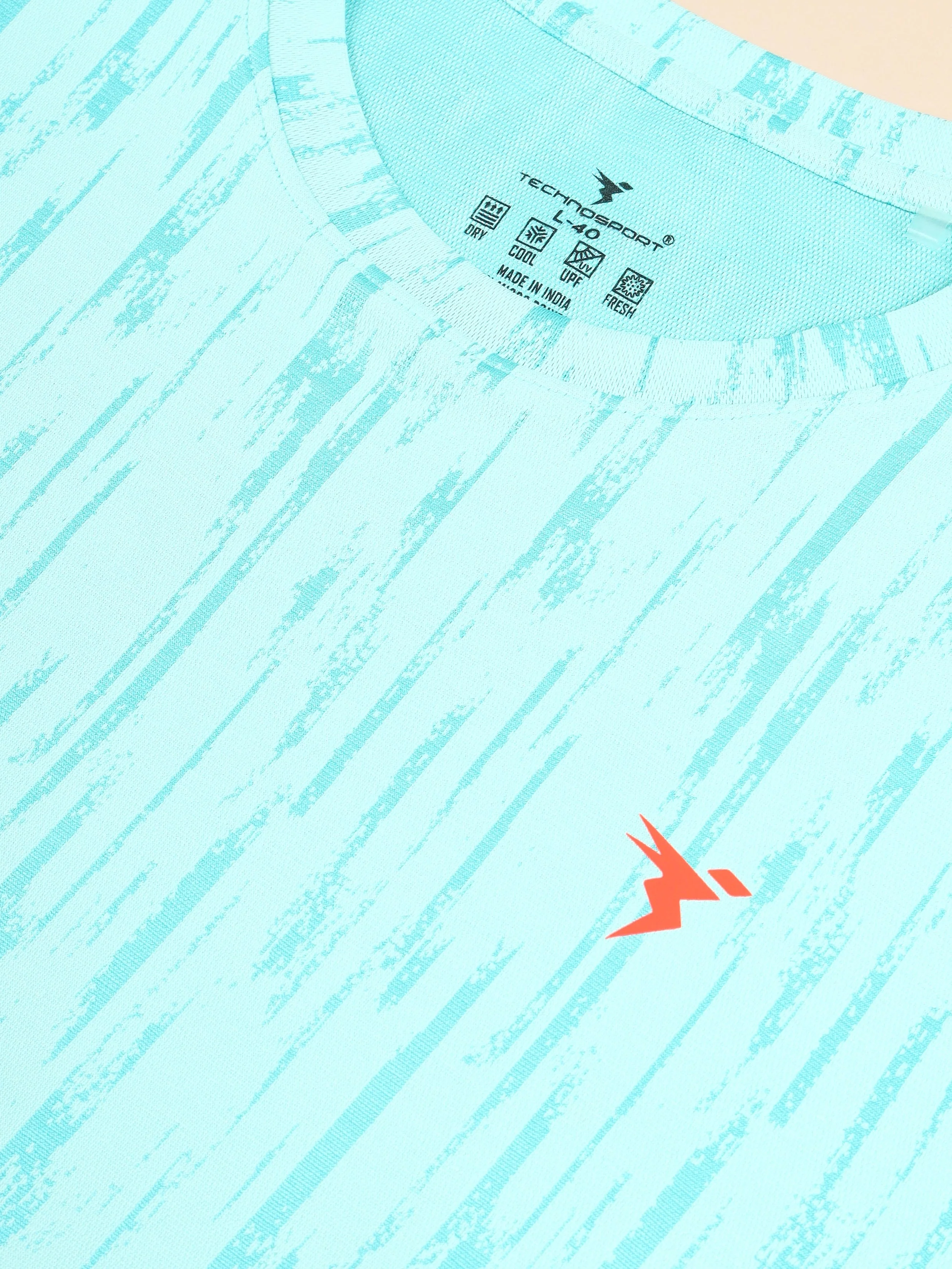 Men Jacquard Slim Fit Crew Neck T-shirt with DOUBLE COOL - Image 9