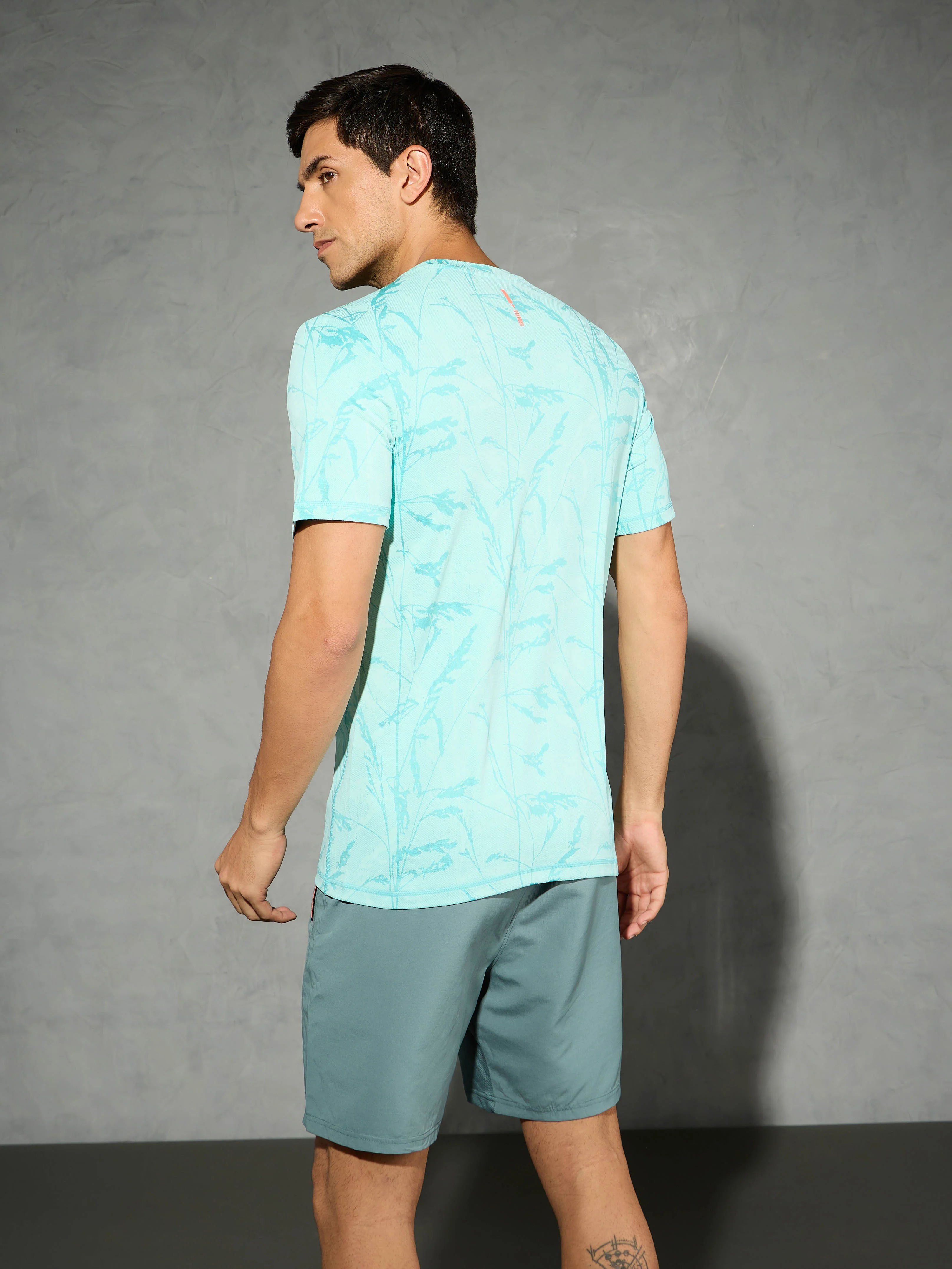 Men Jacquard Slim Fit Crew Neck T-shirt with DOUBLE COOL - Image 3