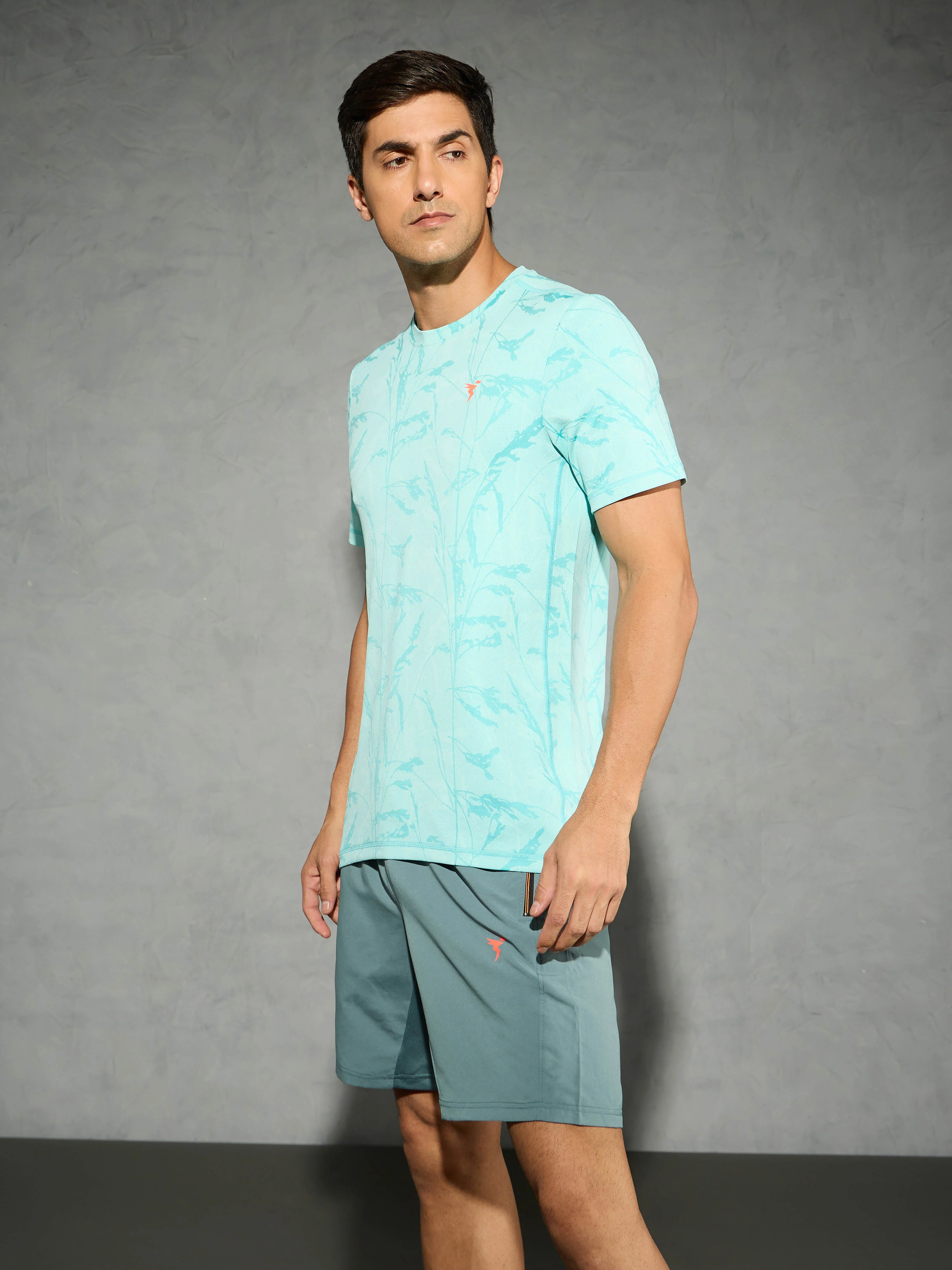 Men Jacquard Slim Fit Crew Neck T-shirt with DOUBLE COOL - Image 4