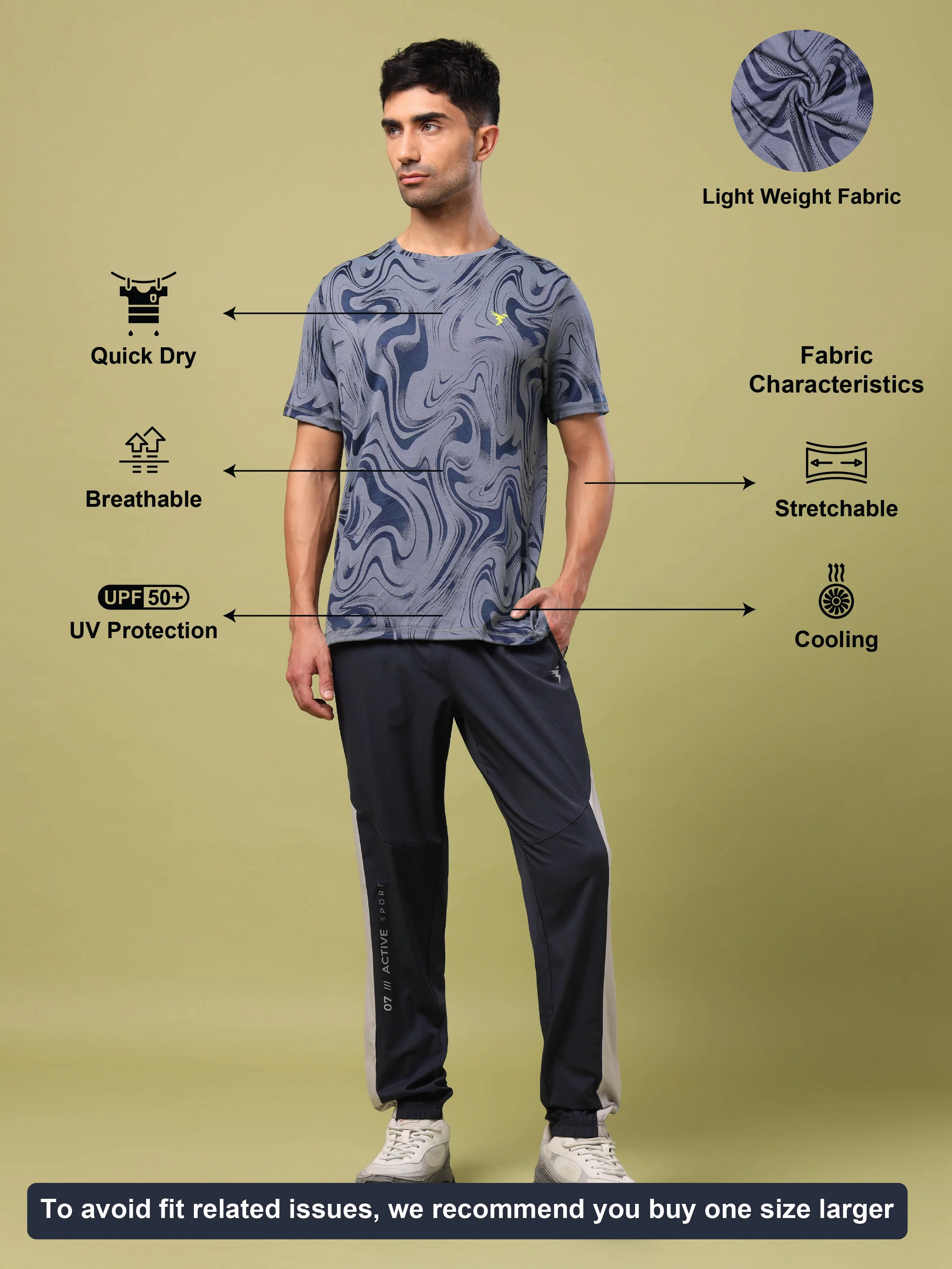 Men Jacquard Slim Fit Crew Neck T-shirt with DOUBLE COOL - Image 4
