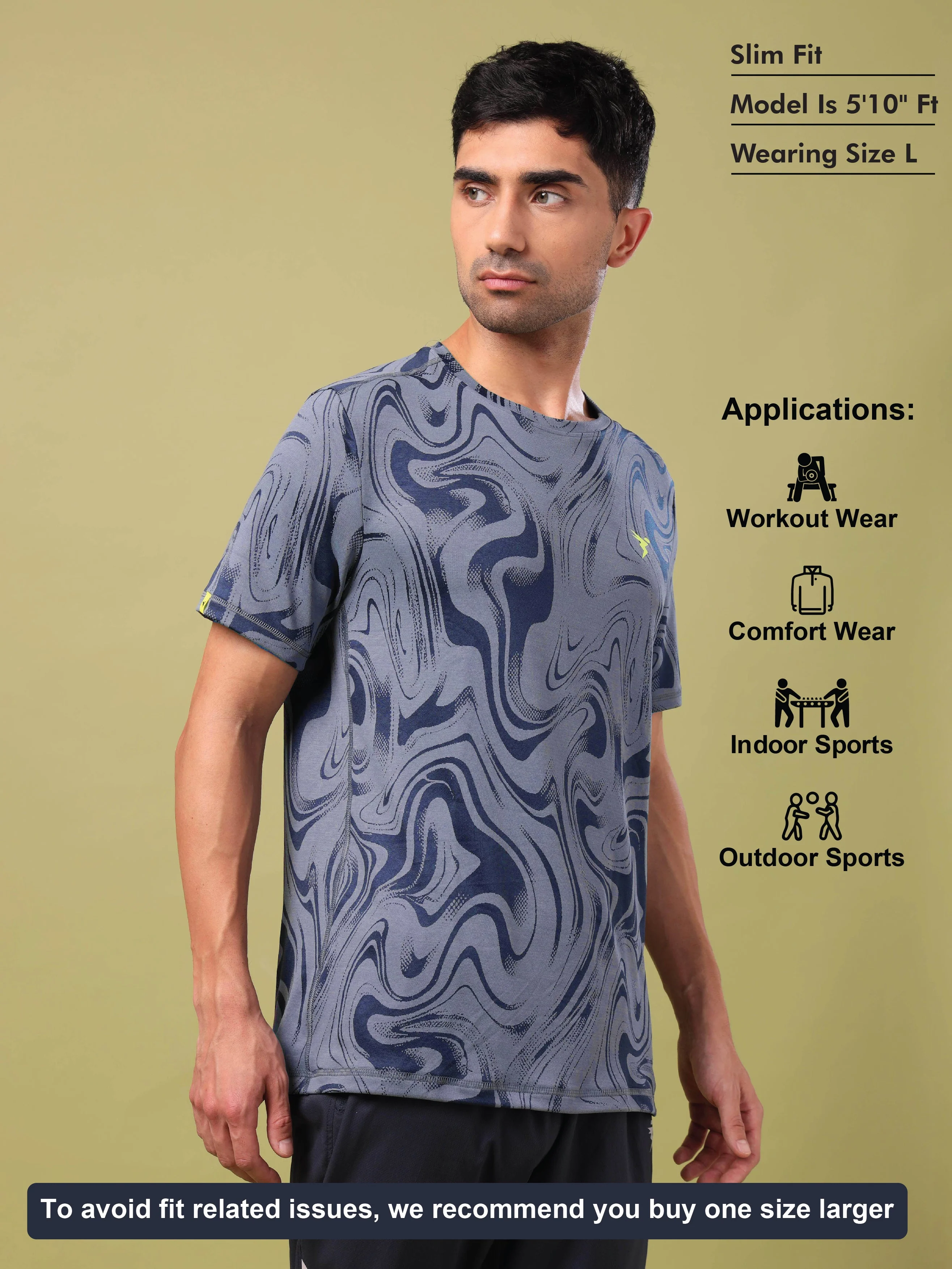 Men Jacquard Slim Fit Crew Neck T-shirt with DOUBLE COOL - Image 5