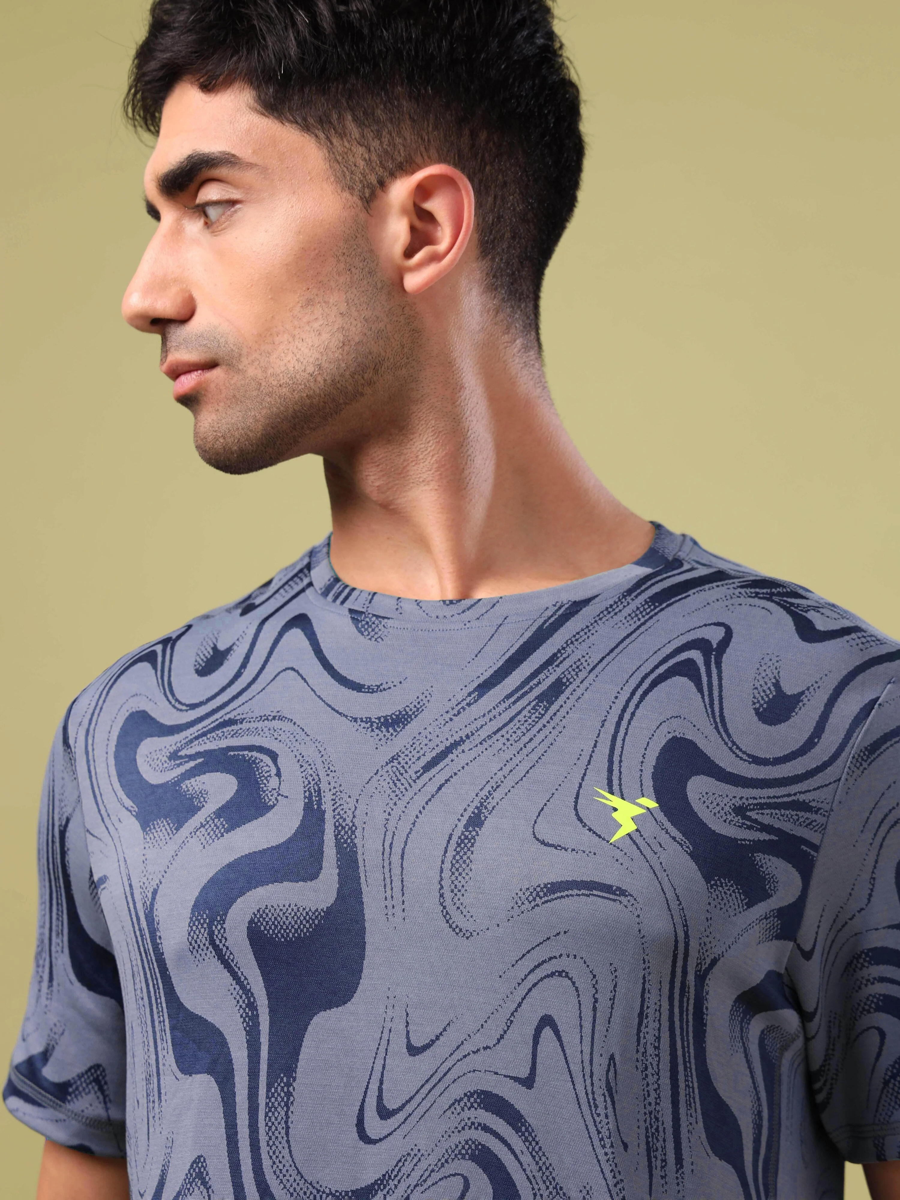 Men Jacquard Slim Fit Crew Neck T-shirt with DOUBLE COOL - Image 6