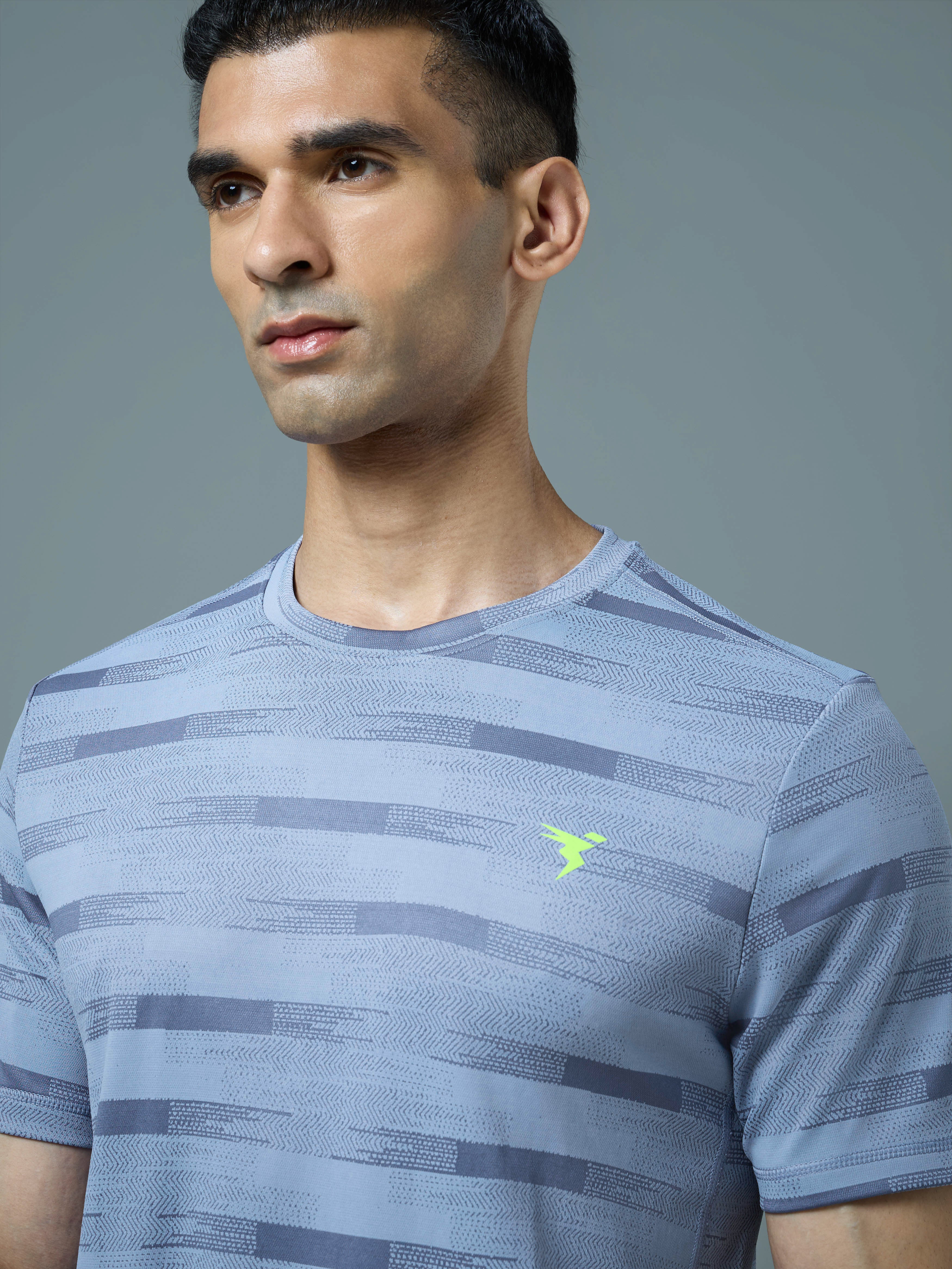 Men Jacquard Slim Fit Crew Neck T-shirt with DOUBLE COOL - Image 6