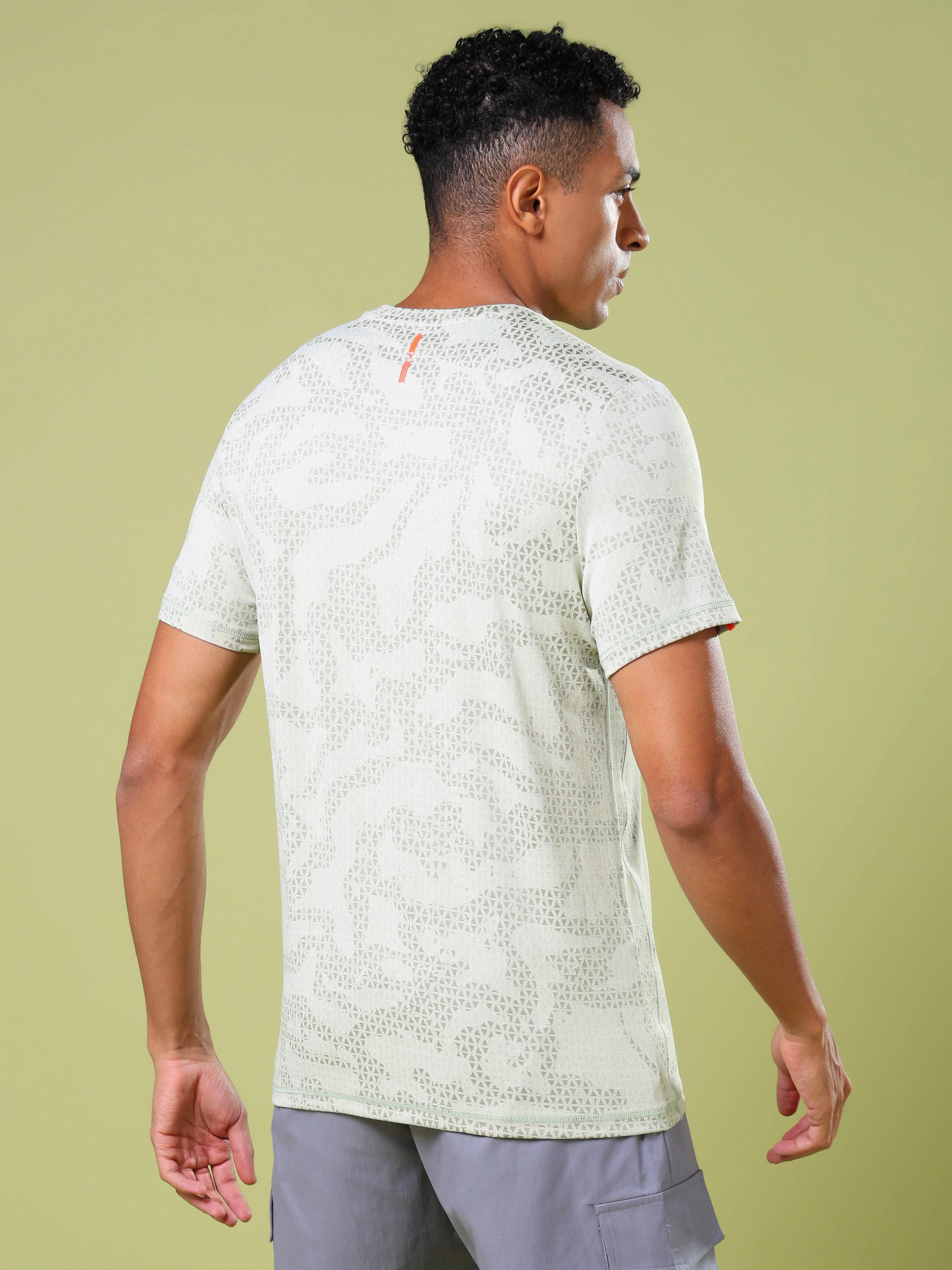 Men Jacquard Slim Fit Crew Neck T-shirt with DOUBLE COOL - Image 2
