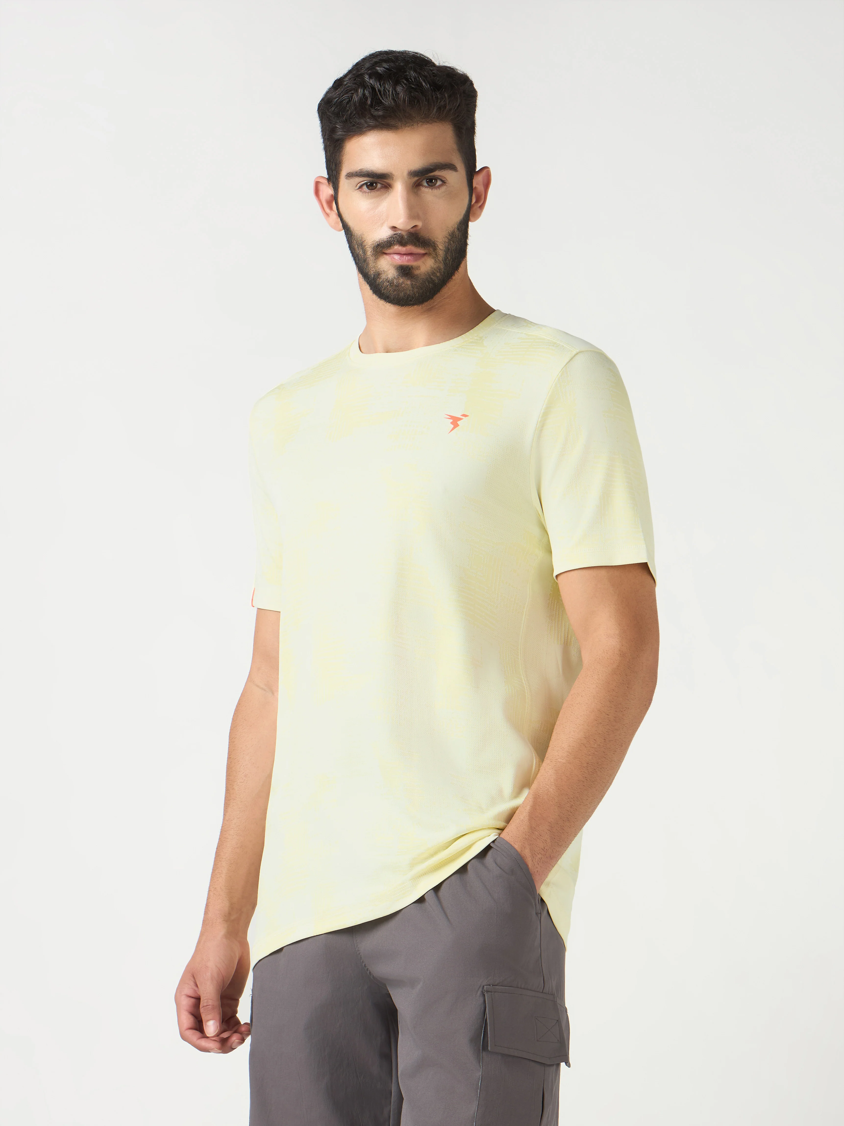 Men Jacquard Slim Fit Crew Neck T-shirt with DOUBLE COOL - Image 4
