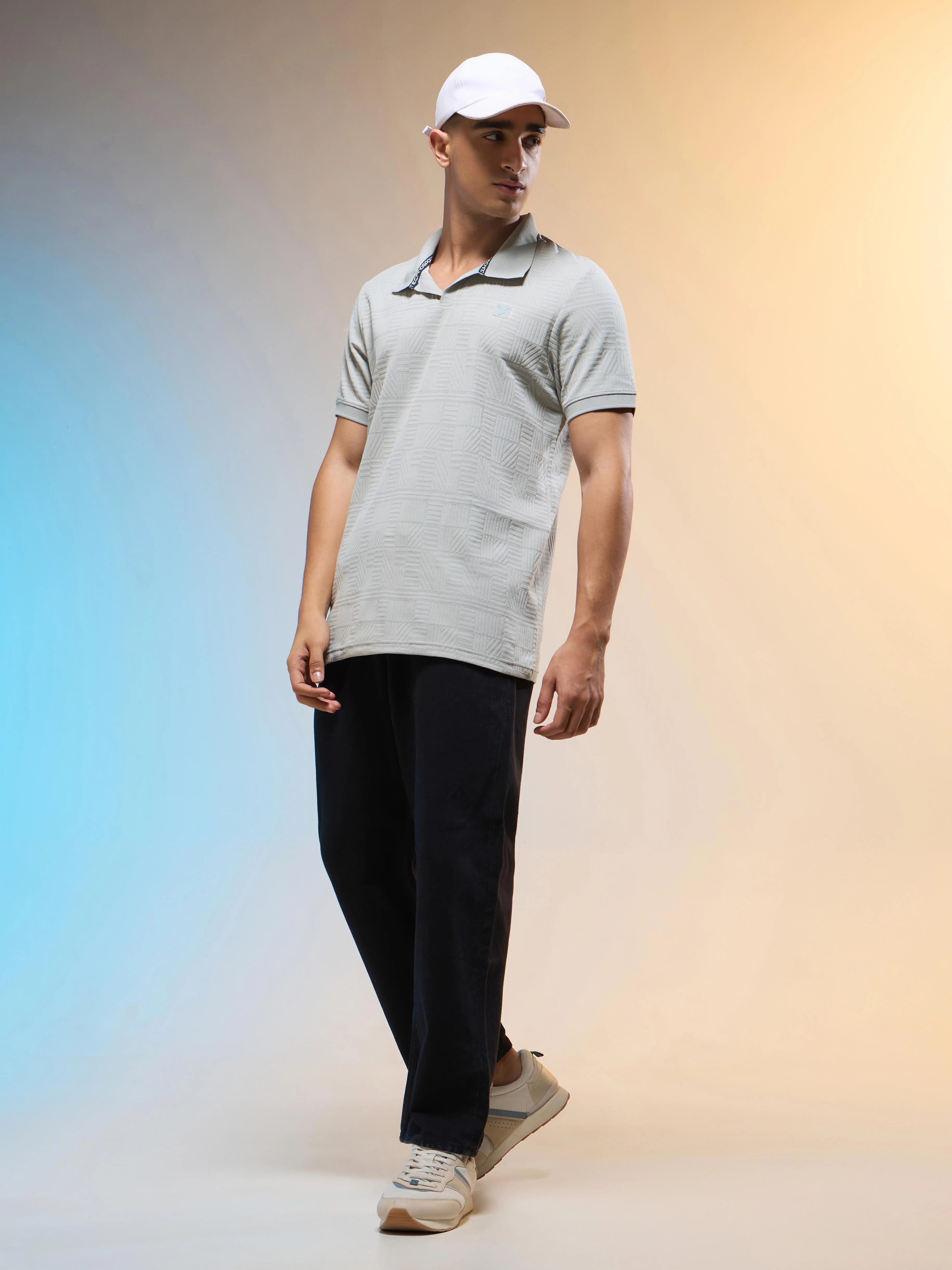 Men Jacquard Slim Fit Polo Sports T-shirt with COTFLEX - Image 5