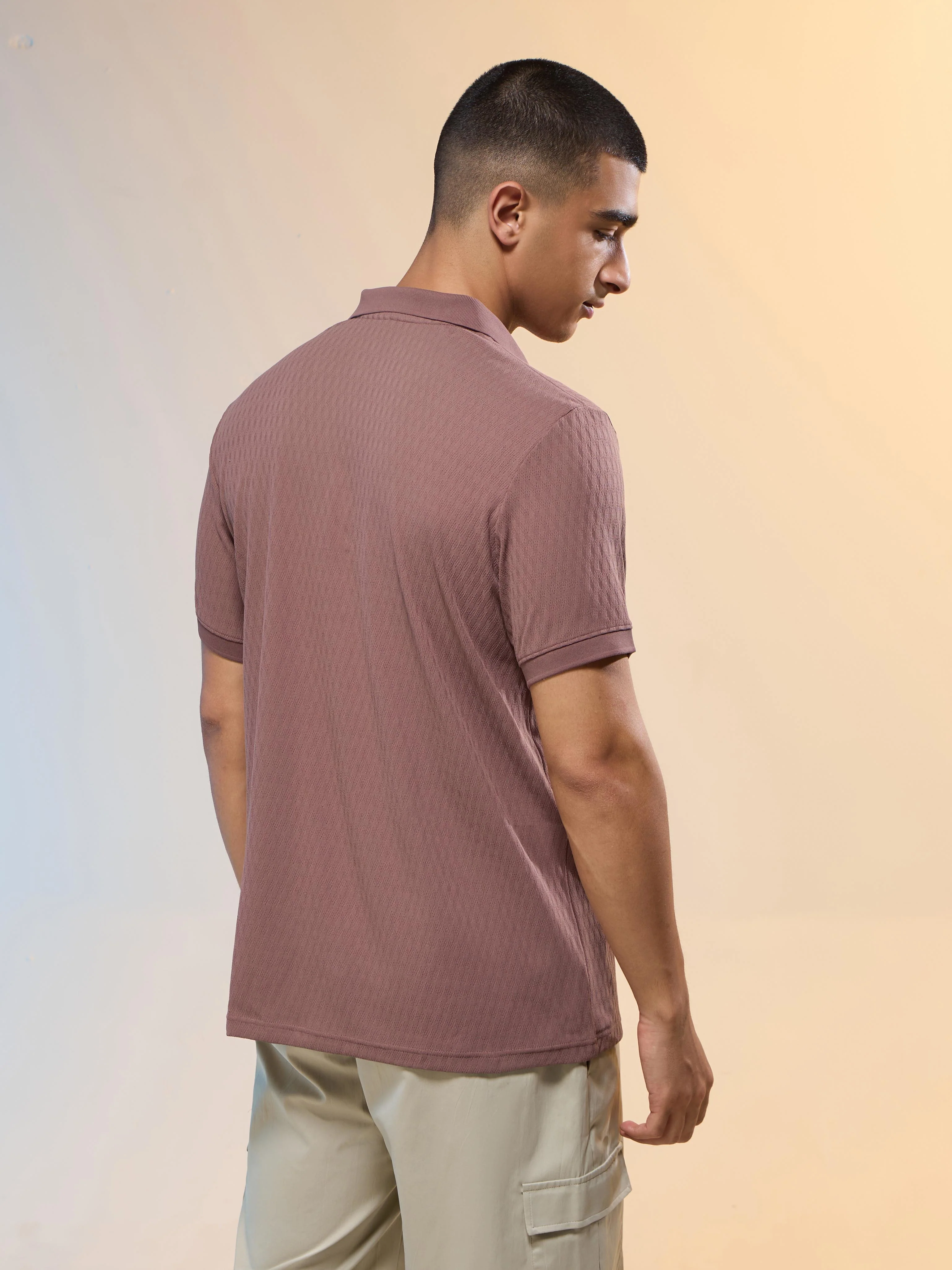Men Jacquard Slim Fit Polo Sports T-shirt with COTFLEX - Image 3