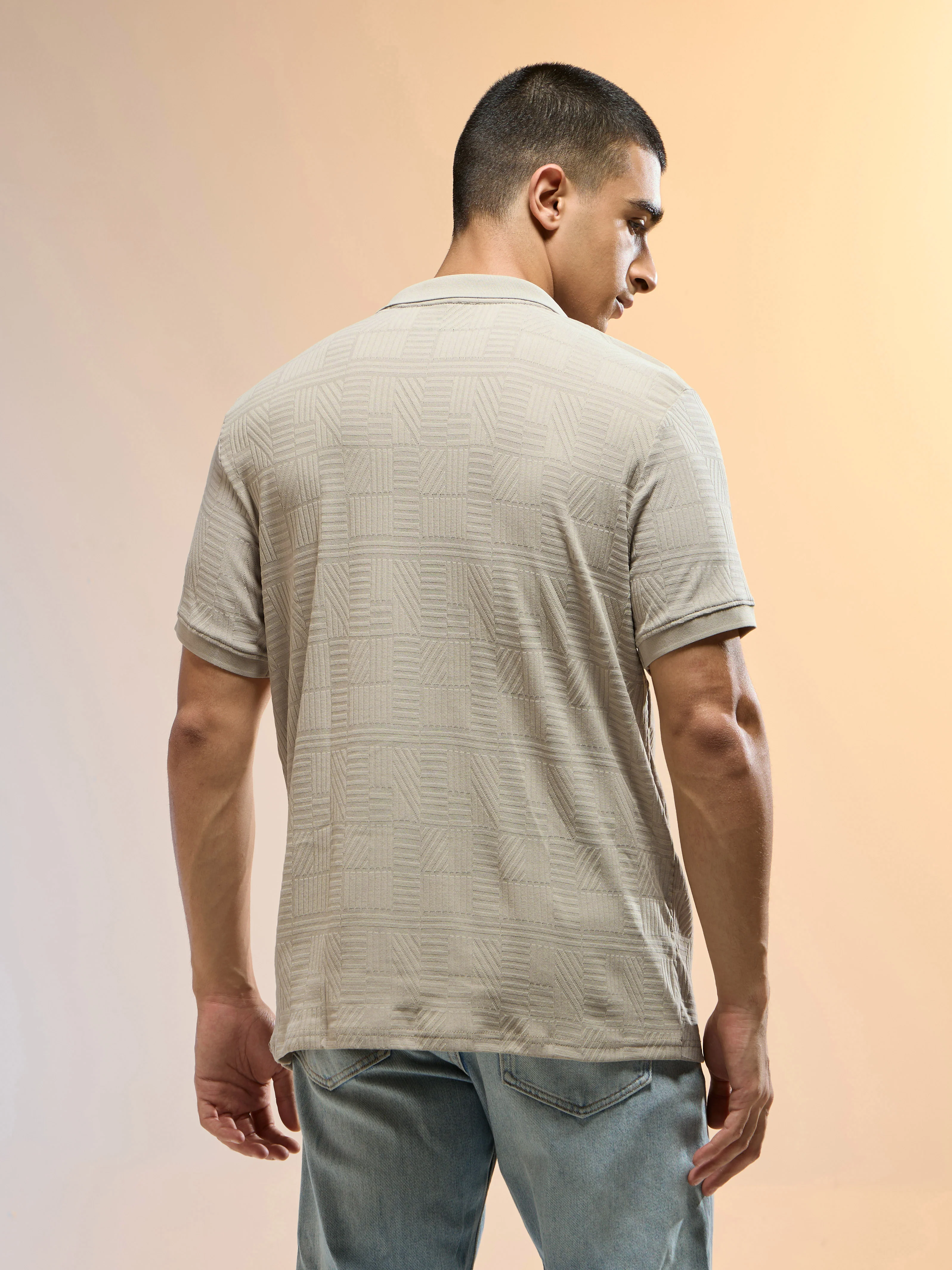 Men Jacquard Slim Fit Polo Sports T-shirt with COTFLEX - Image 4