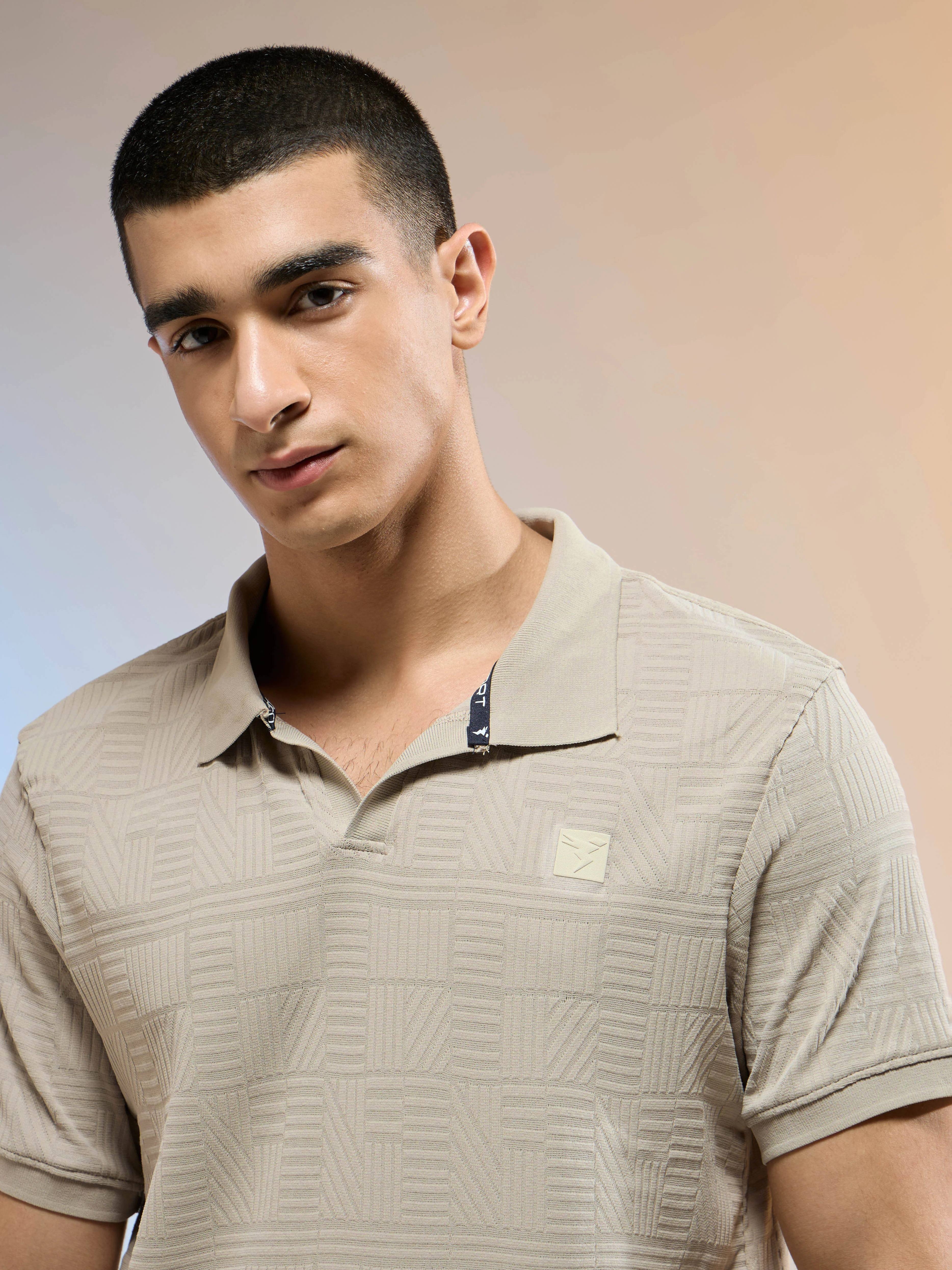 Men Jacquard Slim Fit Polo Sports T-shirt with COTFLEX - Image 6