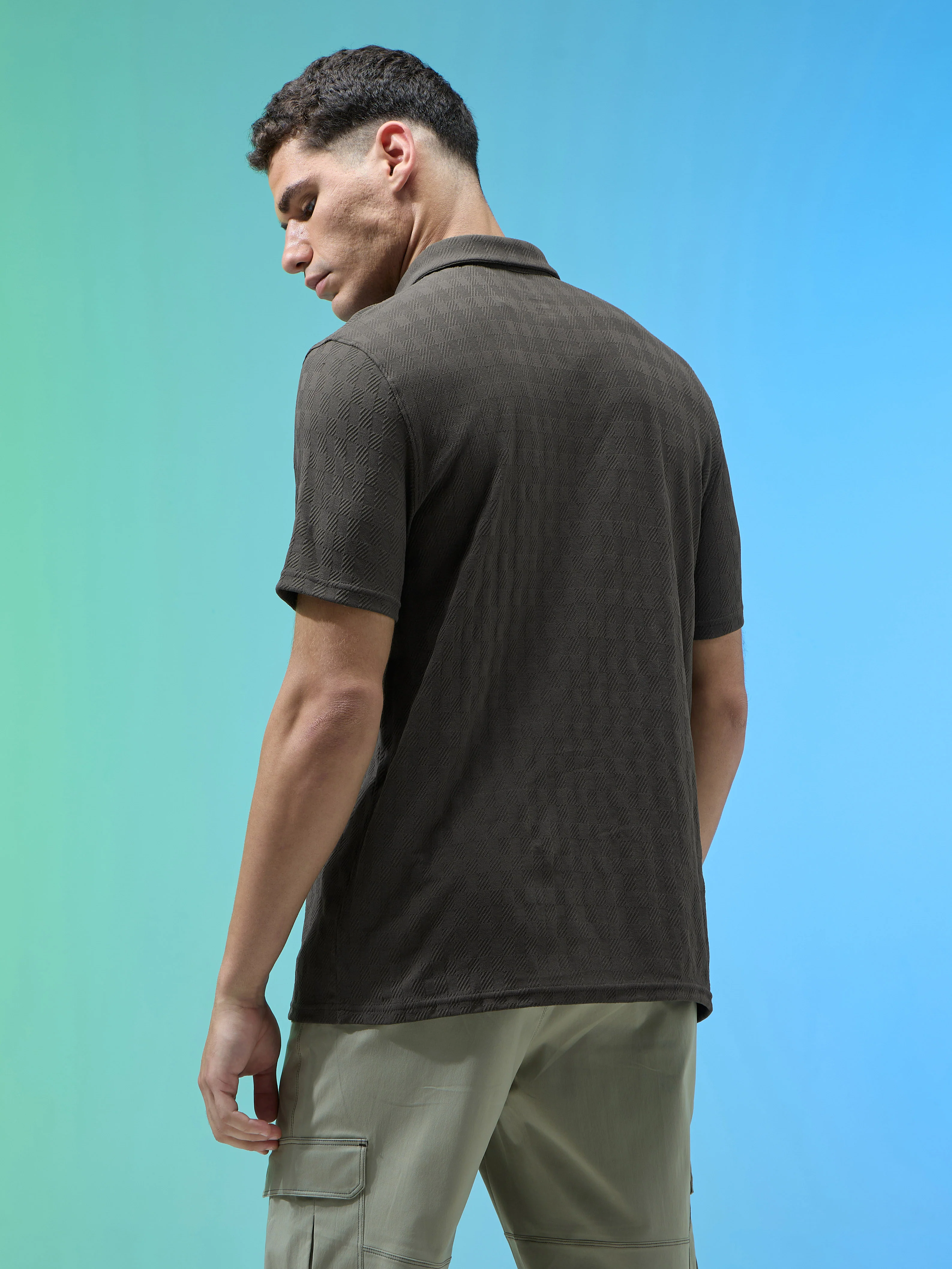 Men Jacquard Slim Fit Polo Sports T-shirt with COTFLEX - Image 3