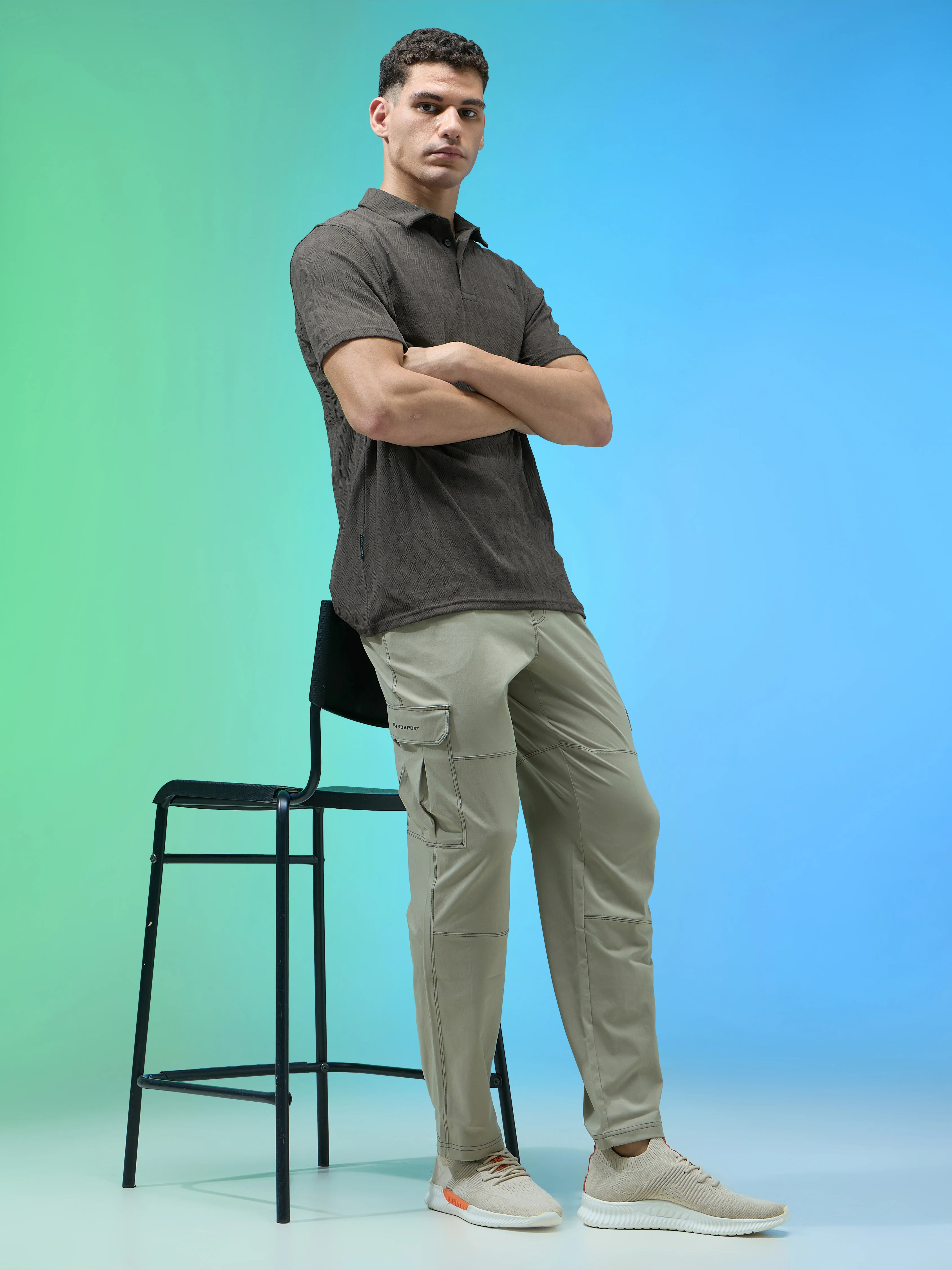 Men Jacquard Slim Fit Polo Sports T-shirt with COTFLEX - Image 5