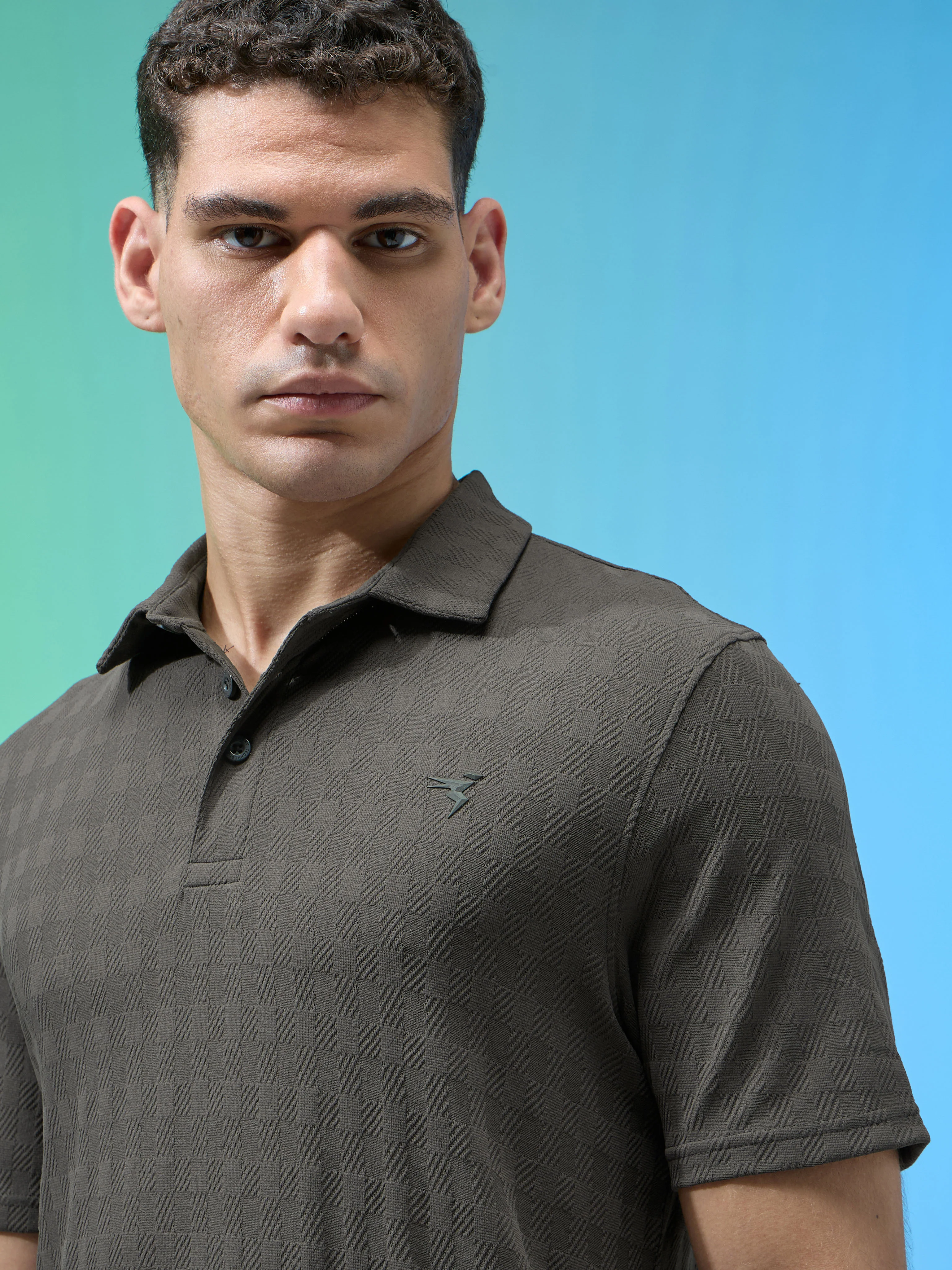 Men Jacquard Slim Fit Polo Sports T-shirt with COTFLEX - Image 6