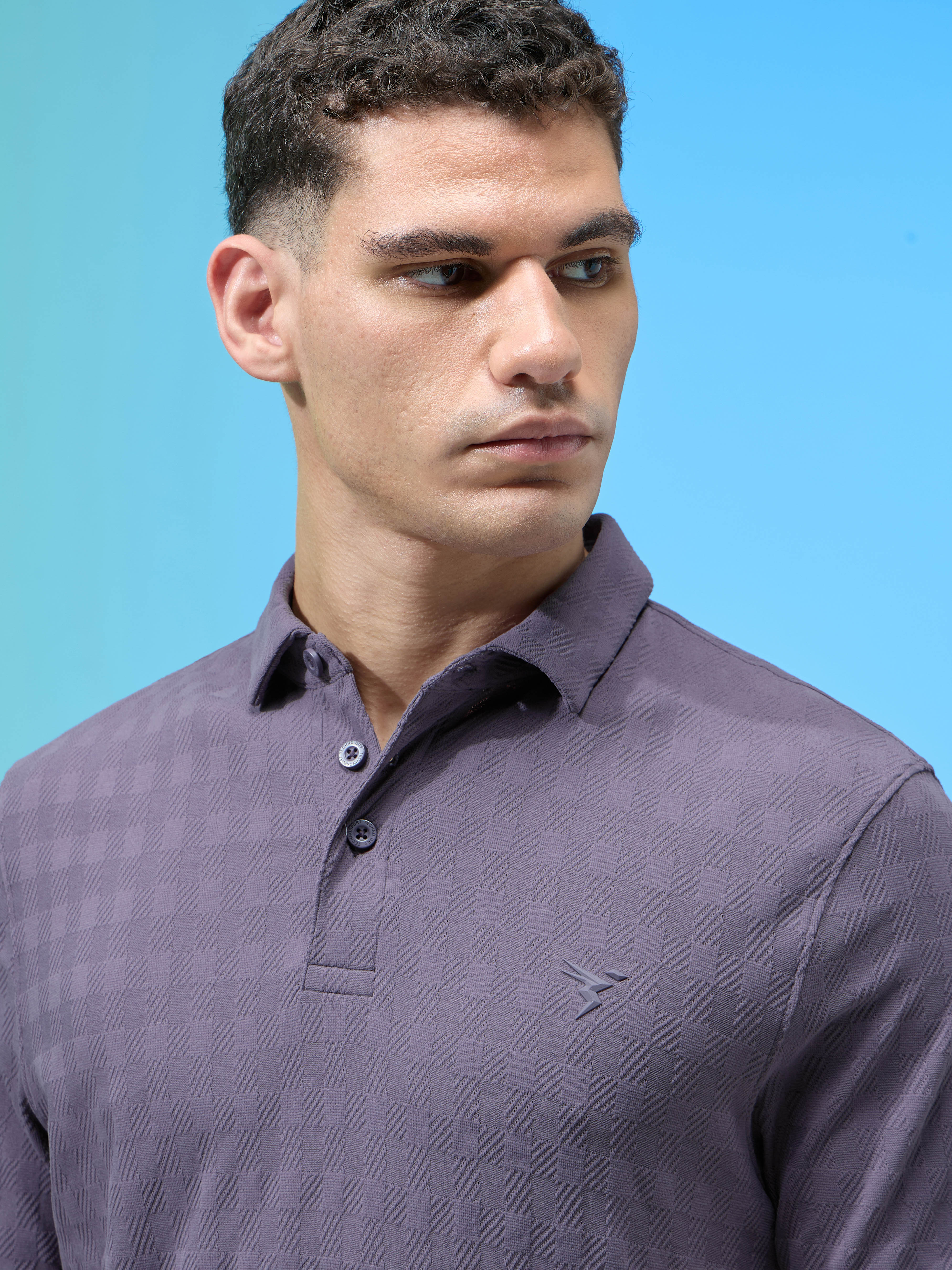 Men Jacquard Slim Fit Polo Sports T-shirt with COTFLEX - Image 5