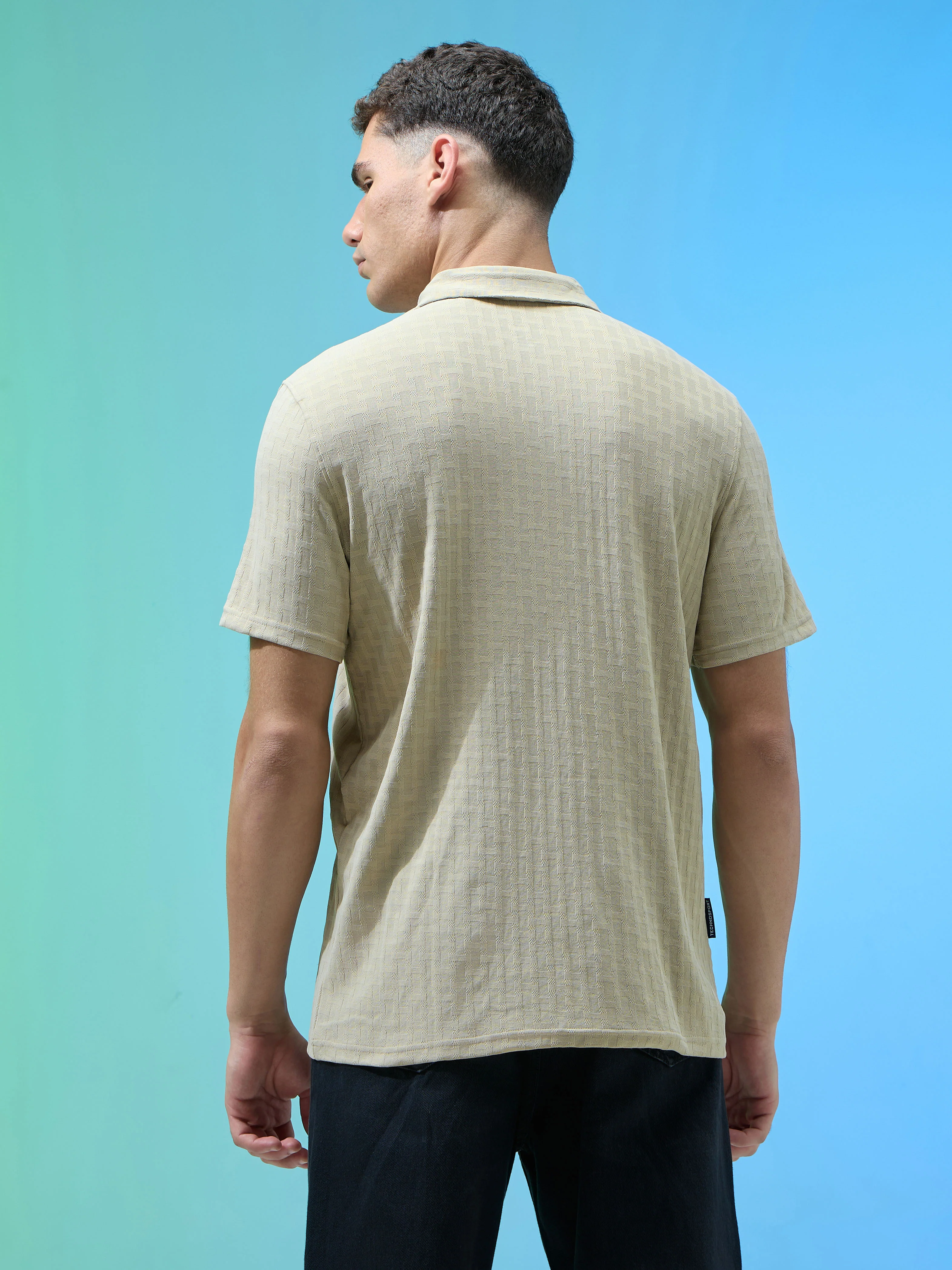 Men Jacquard Slim Fit Polo Sports T-shirt with COTFLEX - Image 3