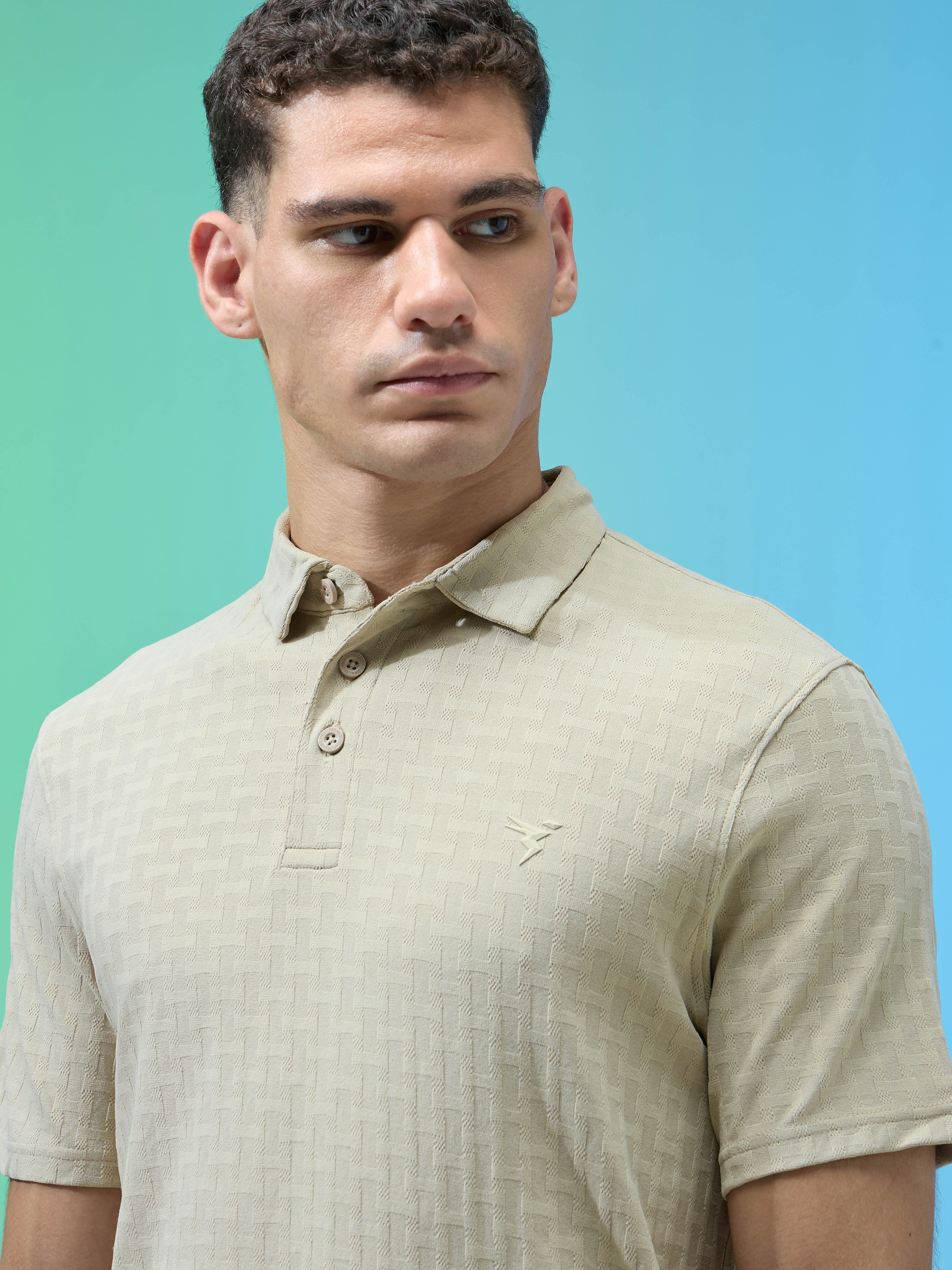Men Jacquard Slim Fit Polo Sports T-shirt with COTFLEX - Image 6