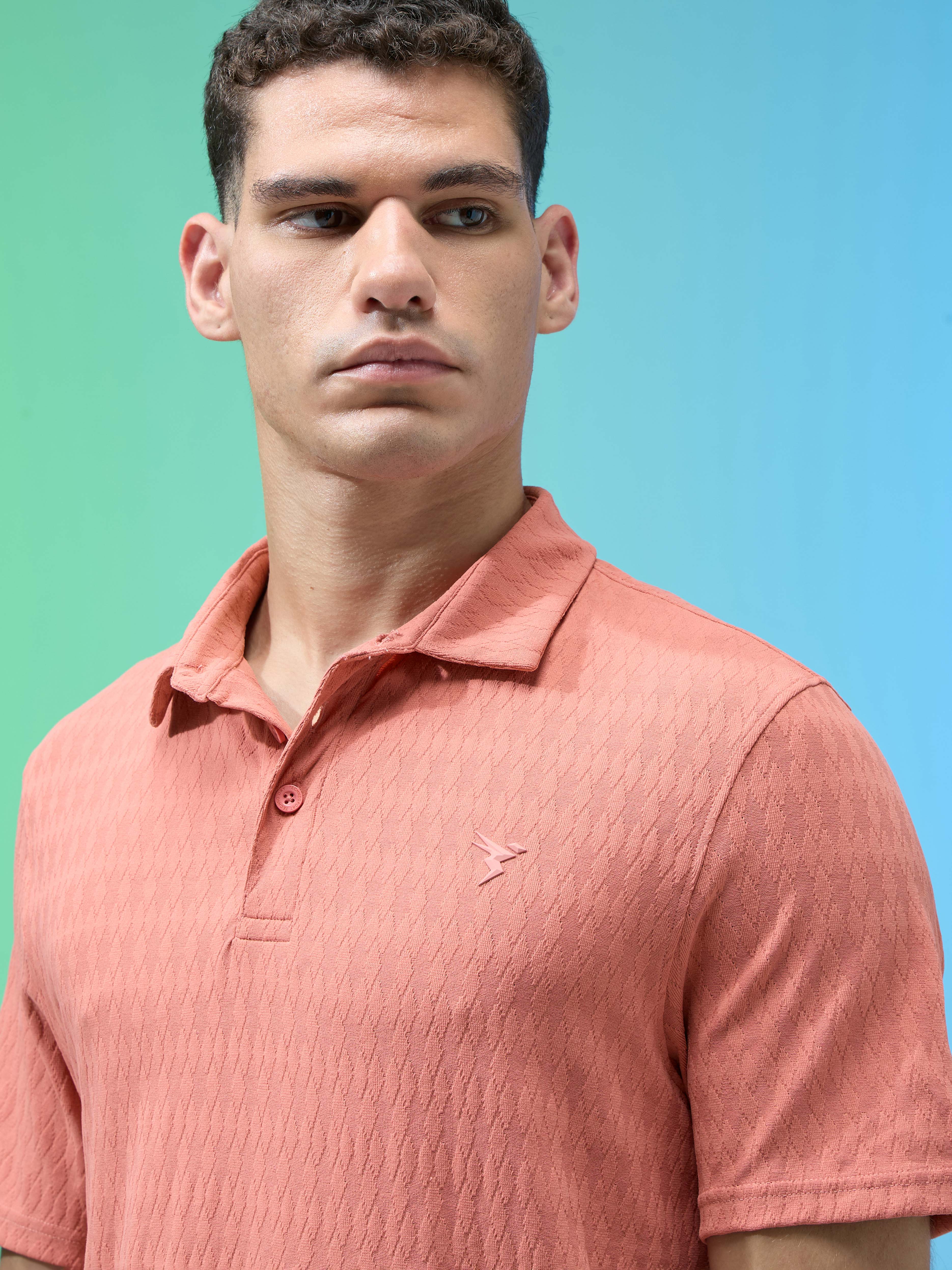 Men Jacquard Slim Fit Polo Sports T-shirt with COTFLEX - Image 6