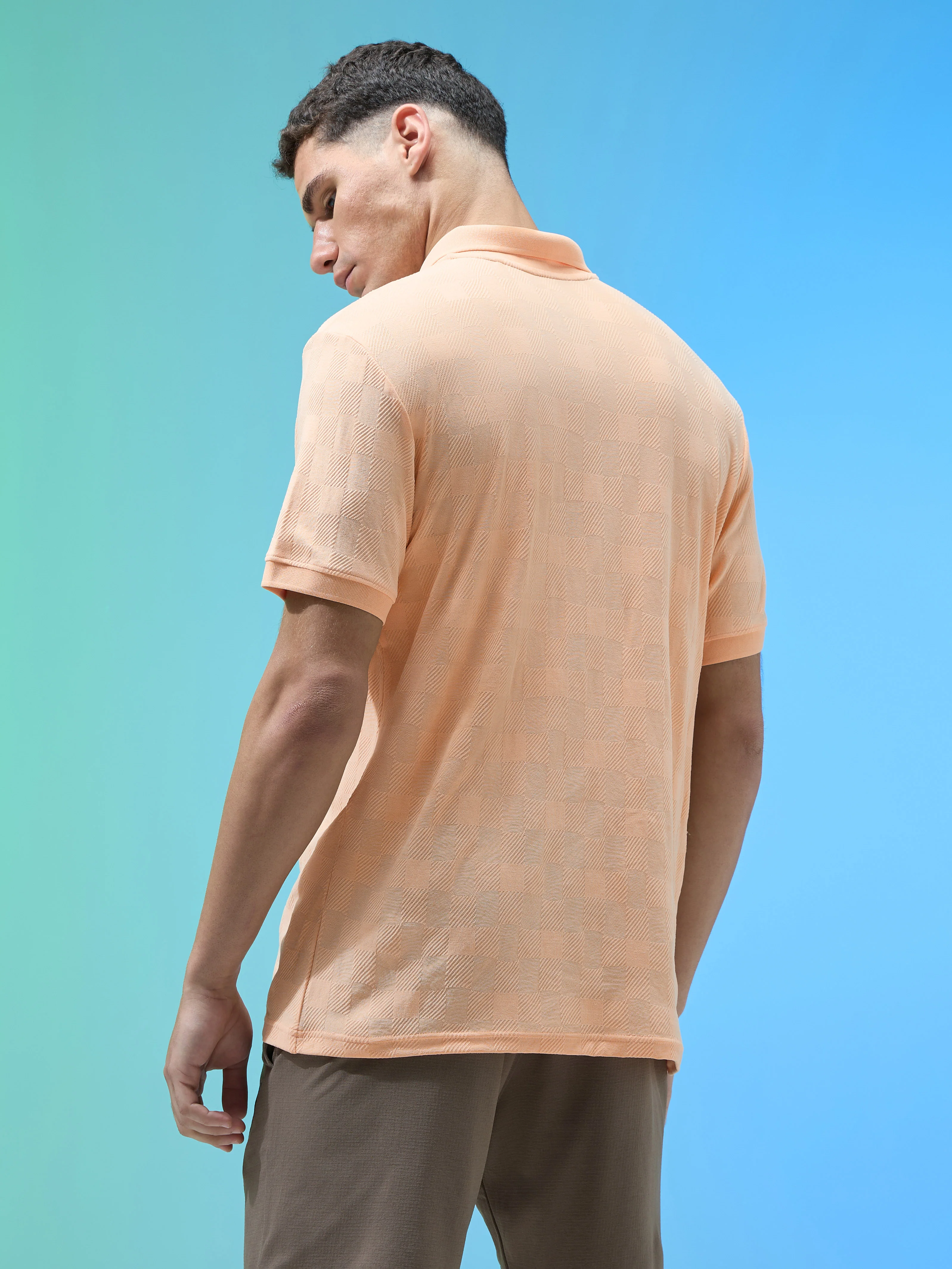 Men Jacquard Slim Fit Polo Sports T-shirt with COTFLEX - Image 3