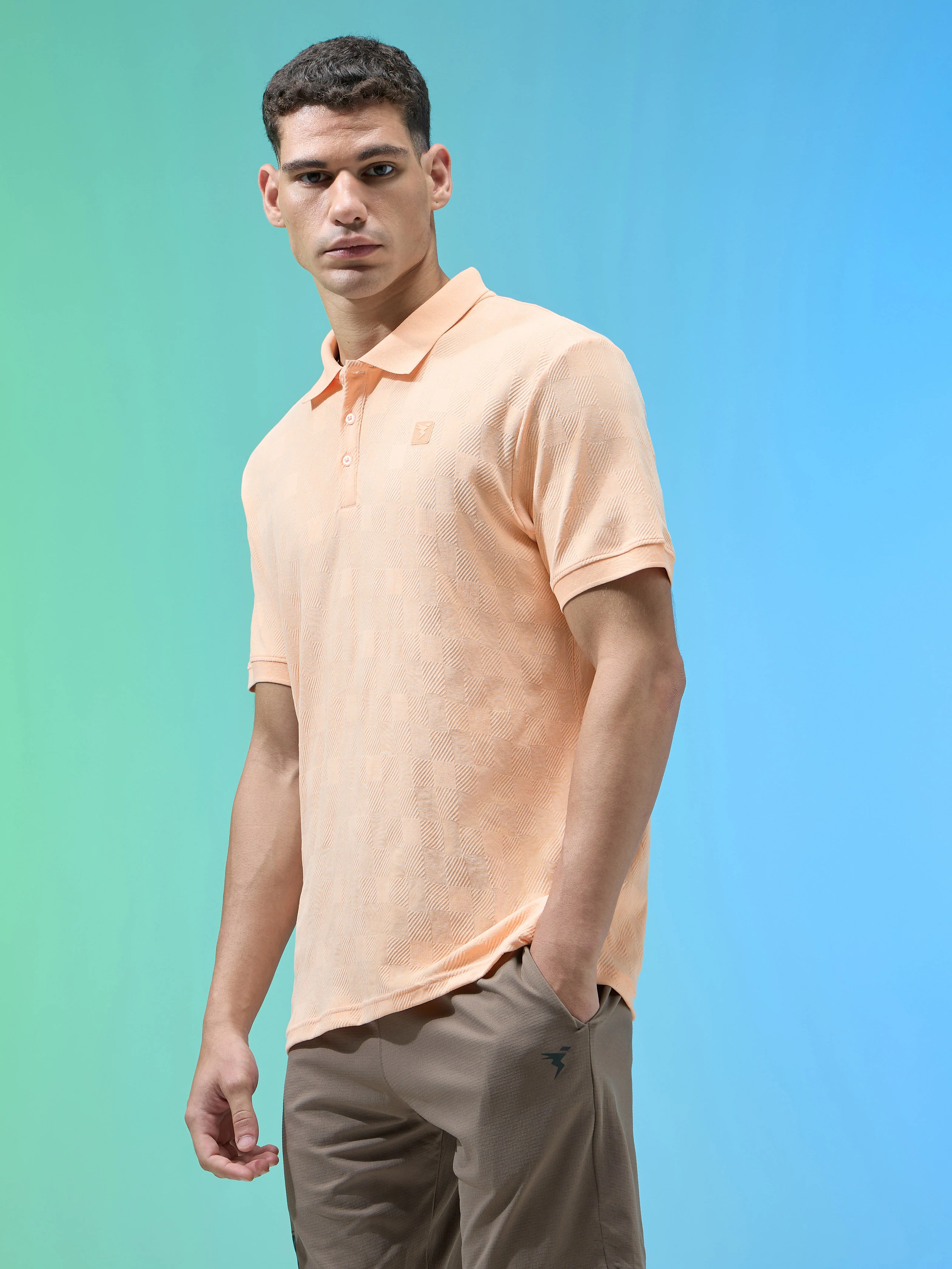 Men Jacquard Slim Fit Polo Sports T-shirt with COTFLEX - Image 4