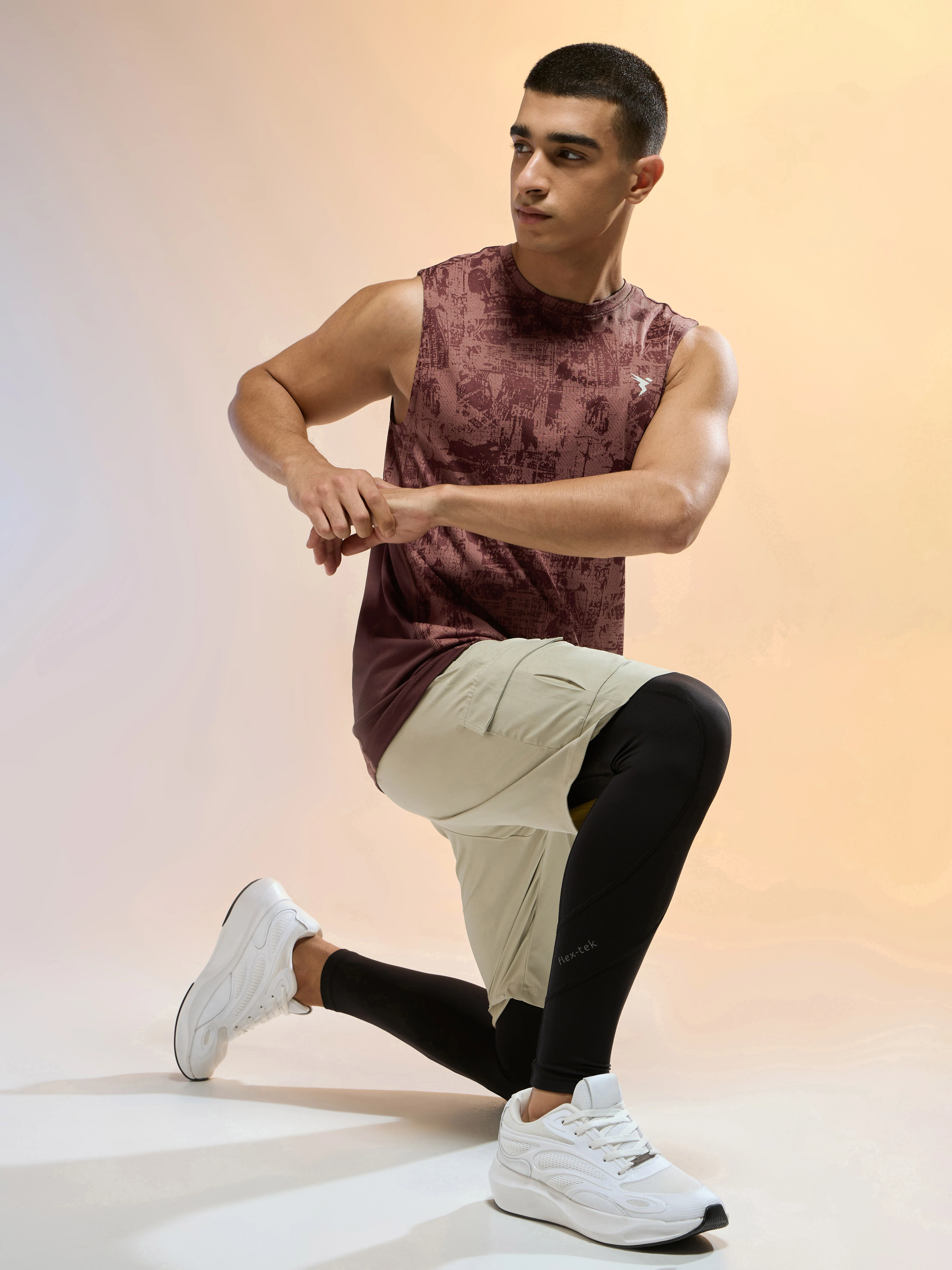 Men Jacquard Slim Fit Round Neck Sports Innerwear Vest with DOUBLE COOL