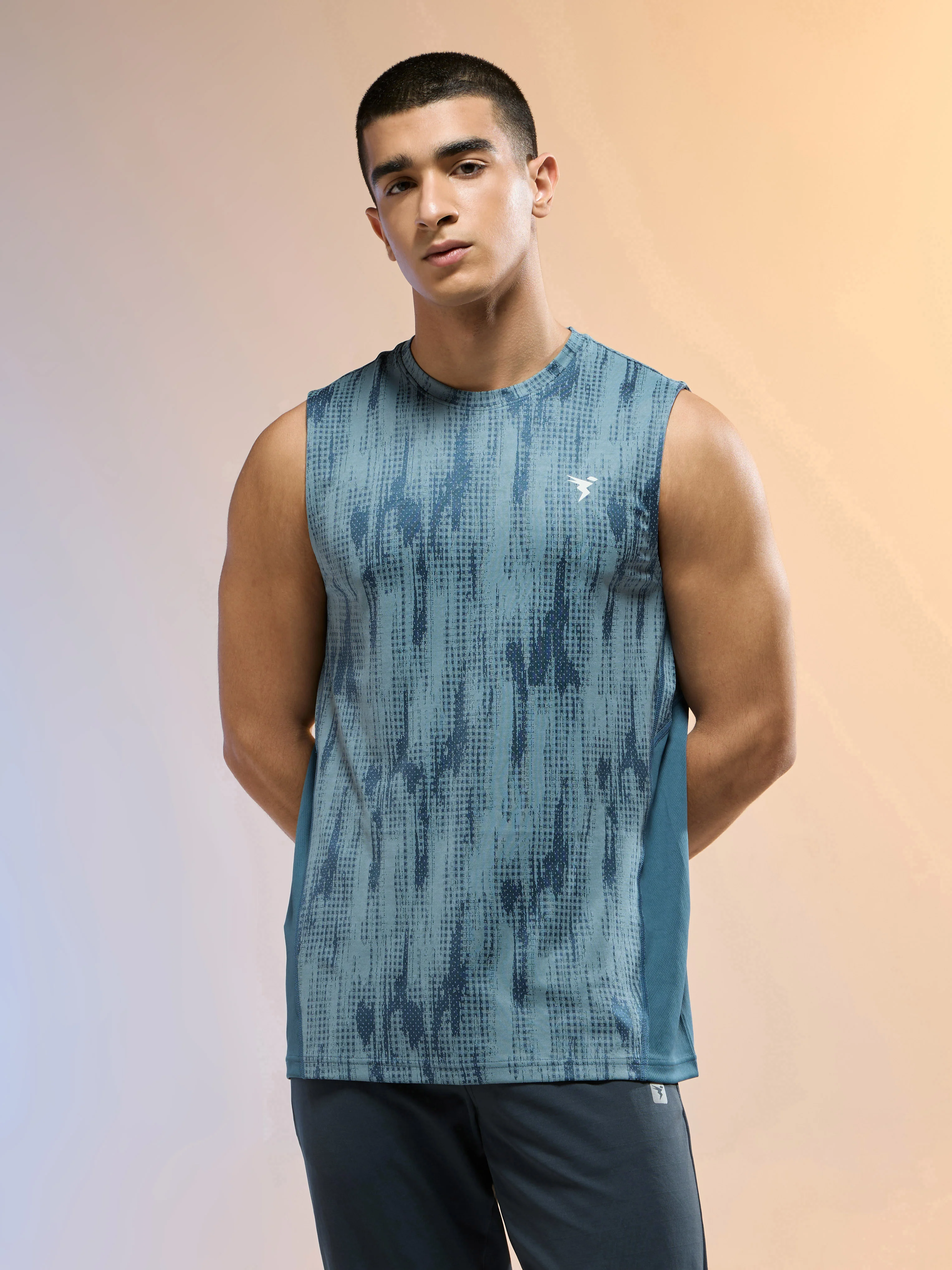 Men Jacquard Slim Fit Round Neck Sports Innerwear Vest with DOUBLE COOL - Image 2