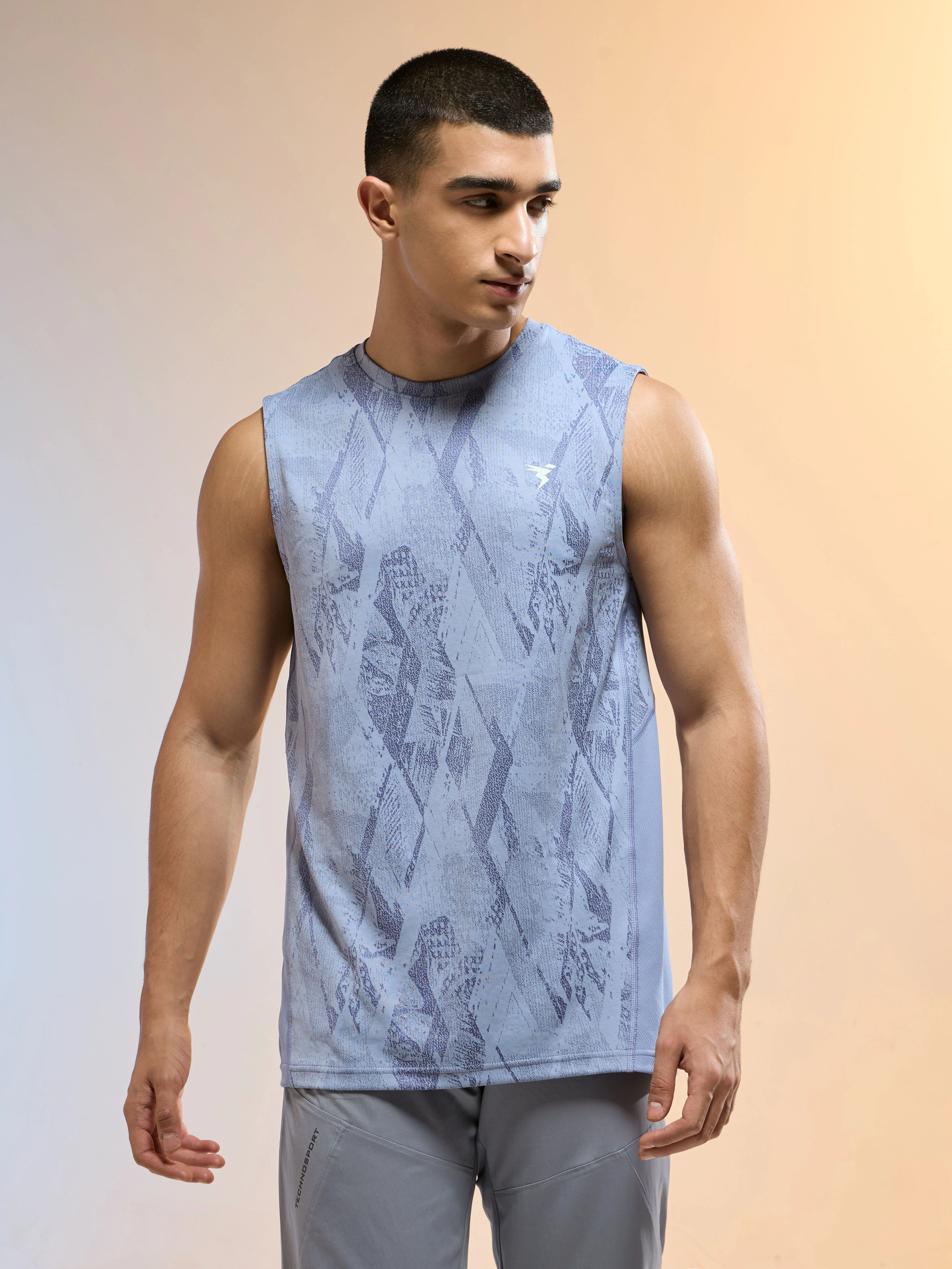 Men Jacquard Slim Fit Round Neck Sports Innerwear Vest with DOUBLE COOL - Image 2
