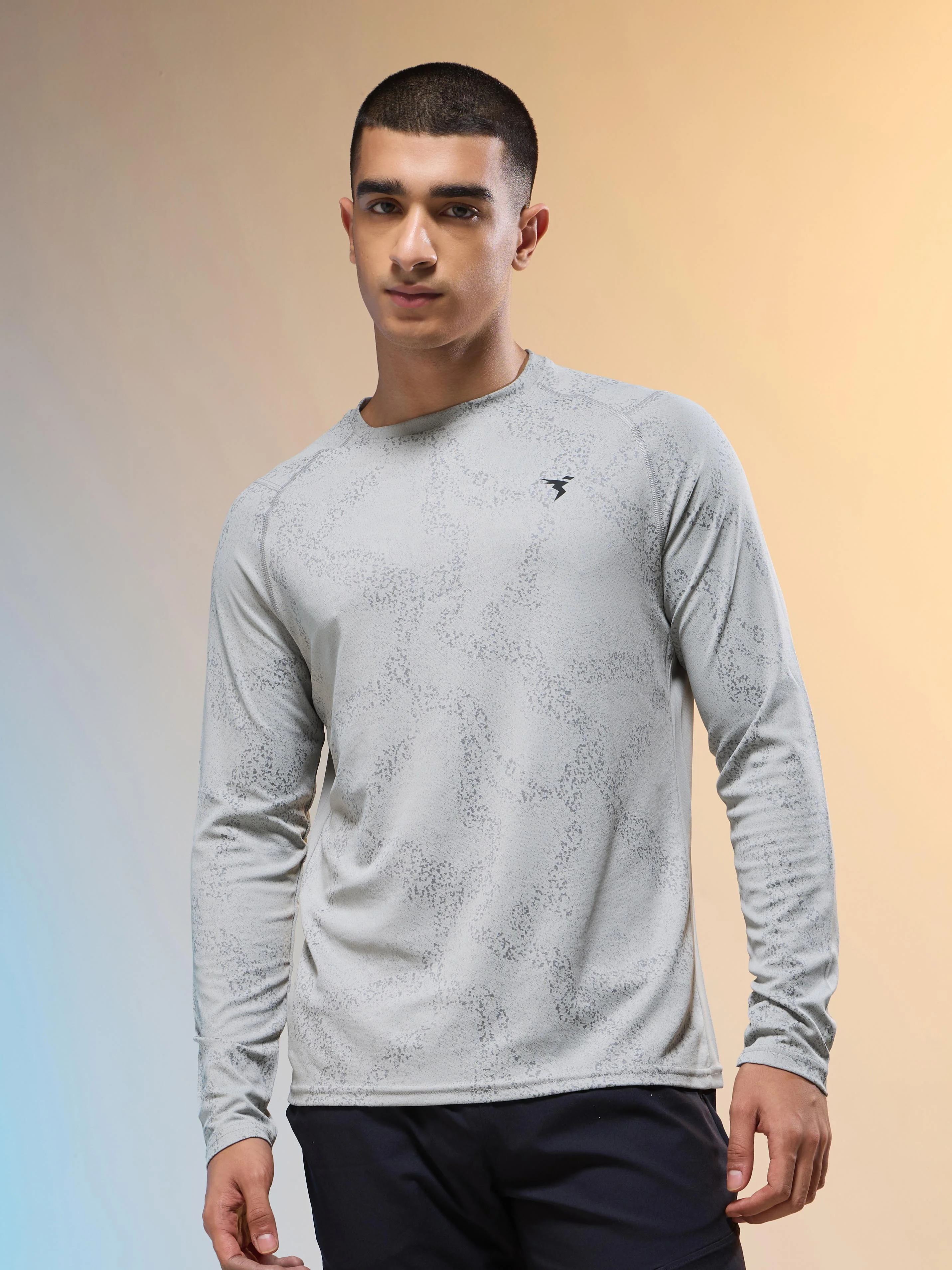 Men Jacquard Slim Fit Round Neck T-shirt with DOUBLE COOL - Image 2