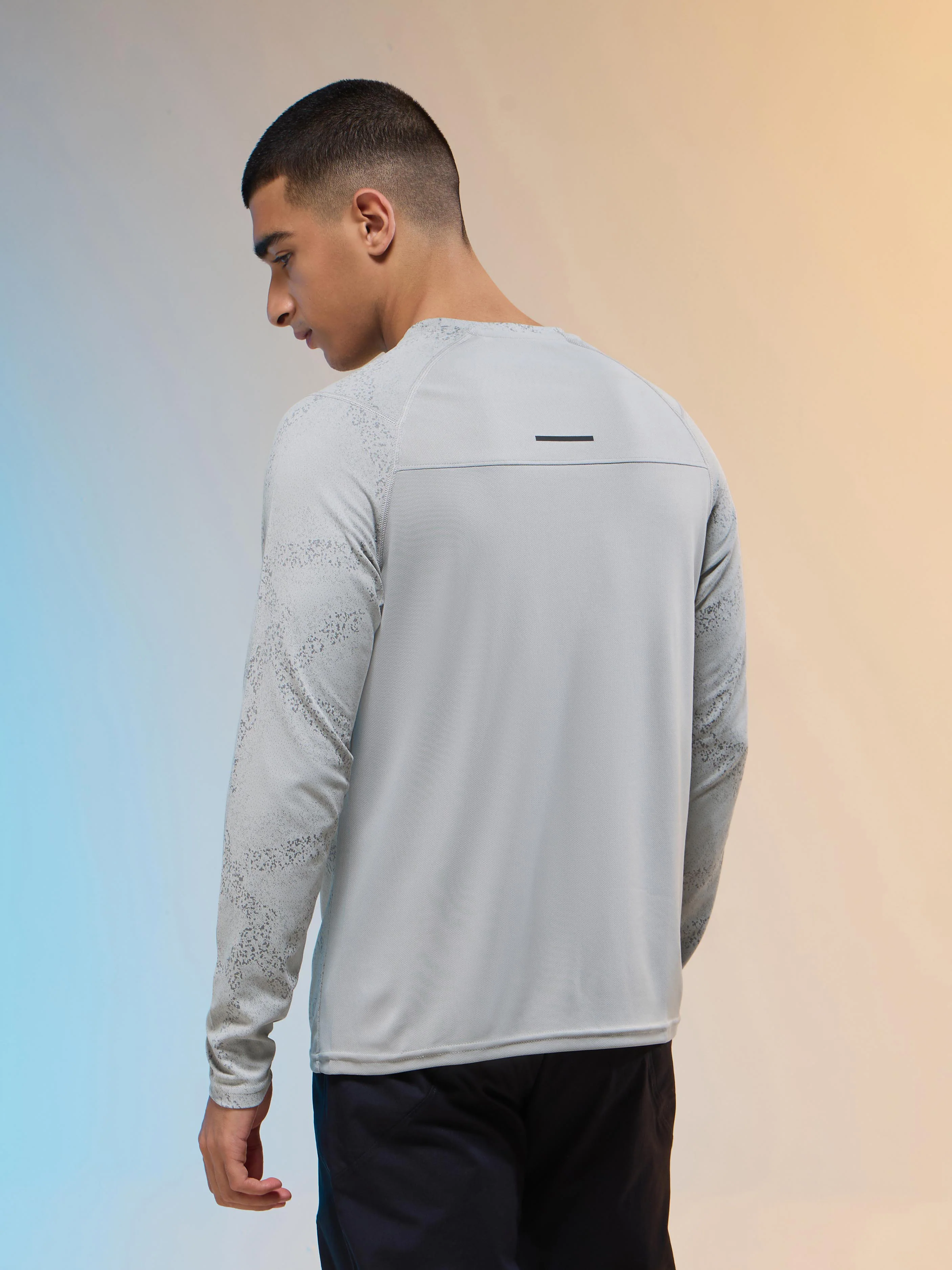 Men Jacquard Slim Fit Round Neck T-shirt with DOUBLE COOL - Image 3