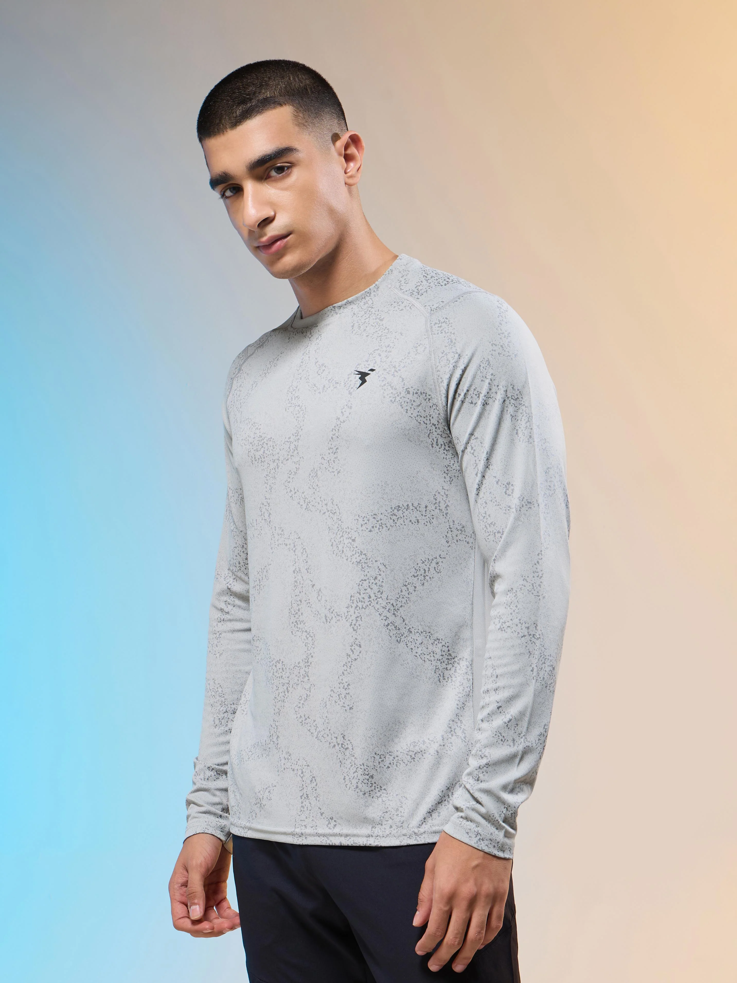 Men Jacquard Slim Fit Round Neck T-shirt with DOUBLE COOL - Image 4