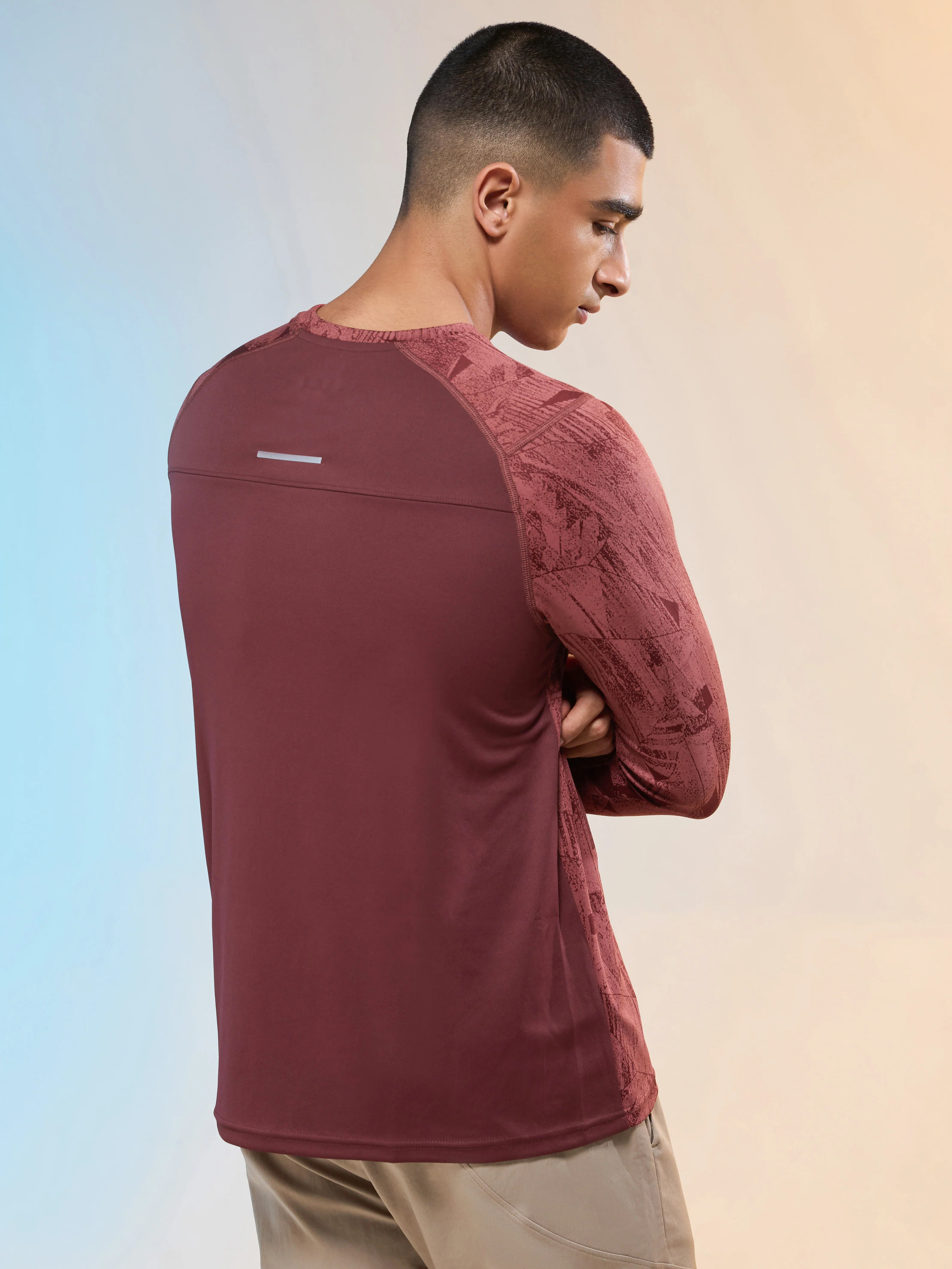 Men Jacquard Slim Fit Round Neck T-shirt with DOUBLE COOL - Image 3