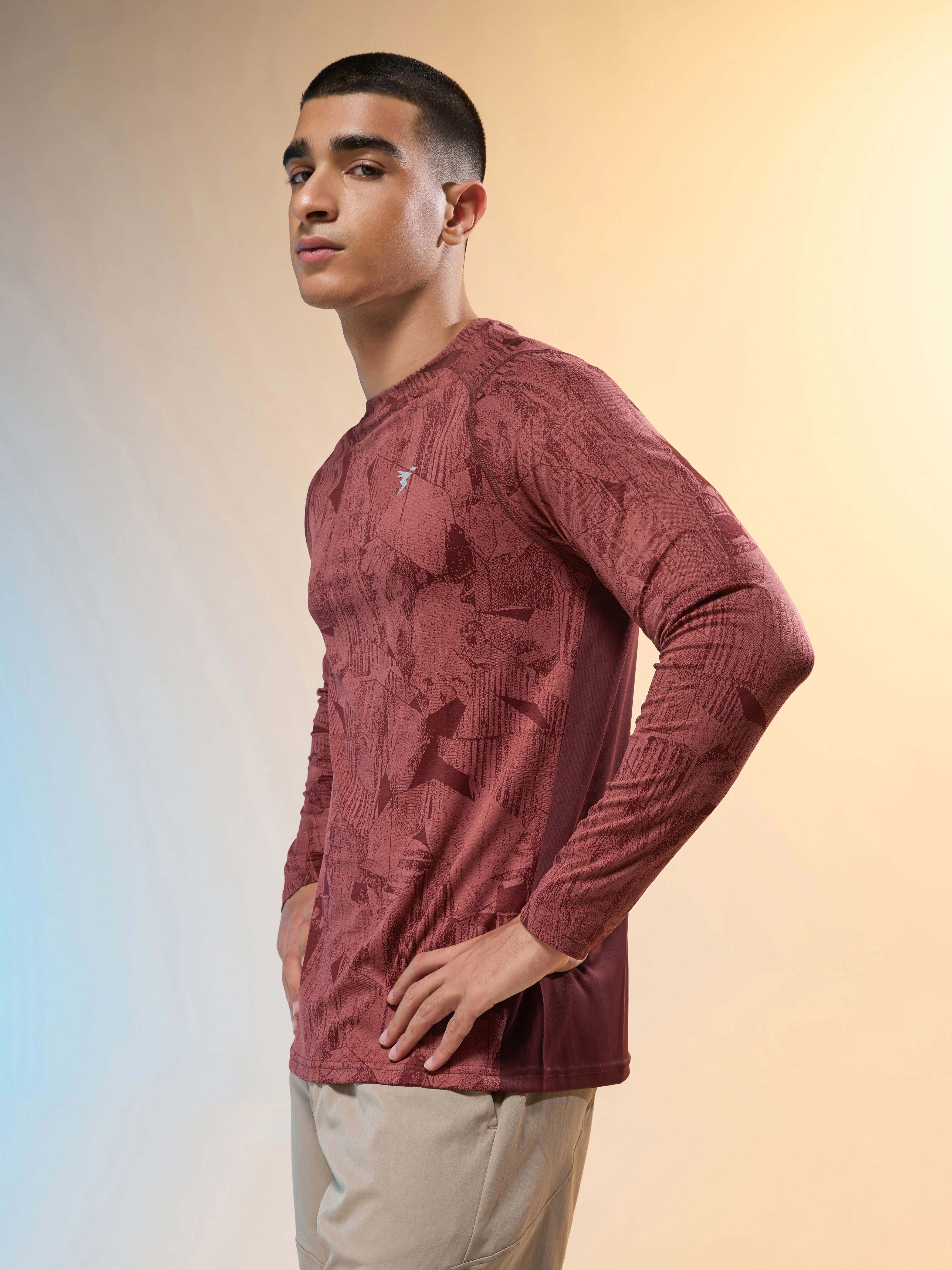 Men Jacquard Slim Fit Round Neck T-shirt with DOUBLE COOL - Image 4