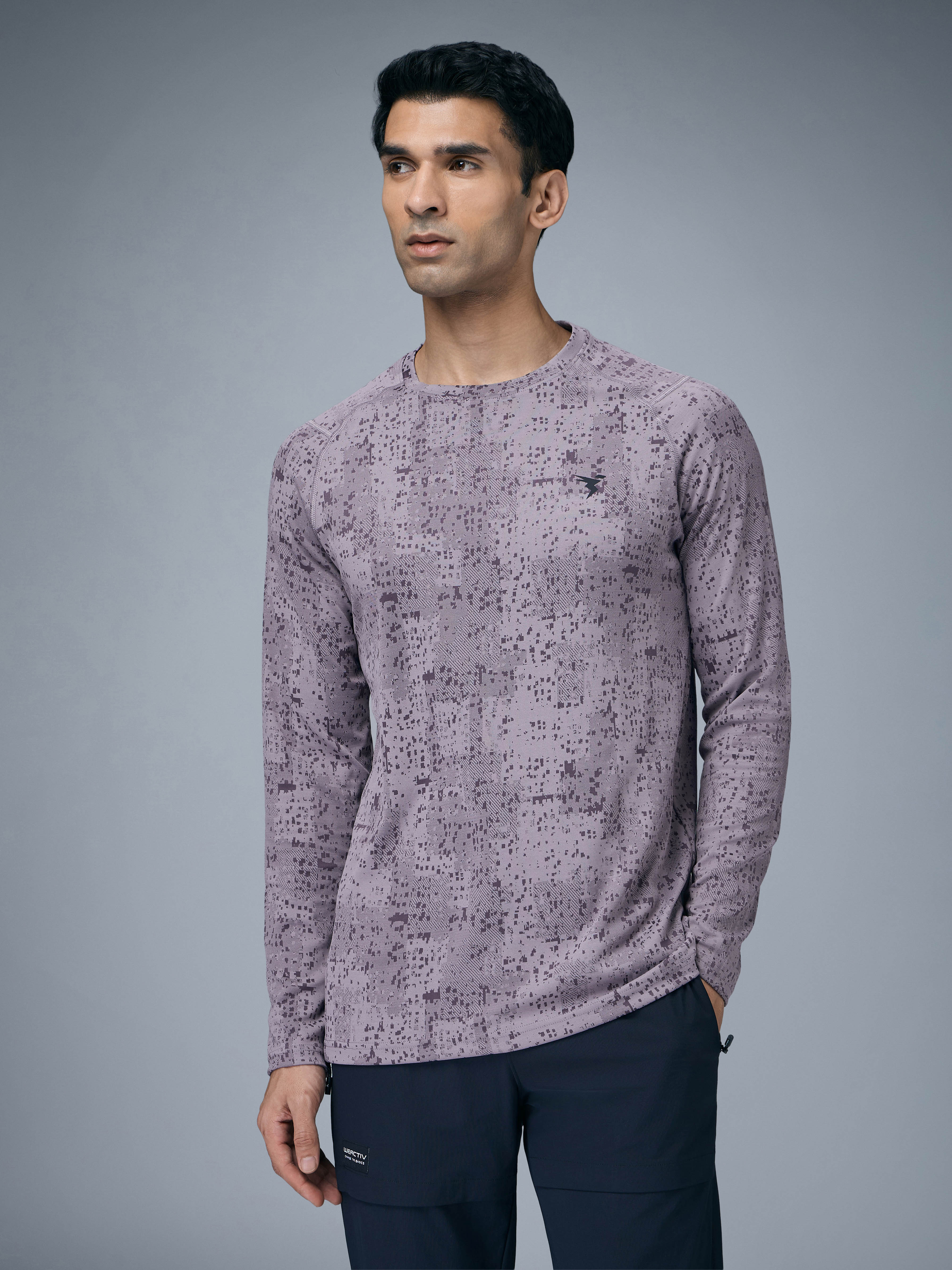 Men Jacquard Slim Fit Round Neck T-shirt with DOUBLE COOL - Image 2