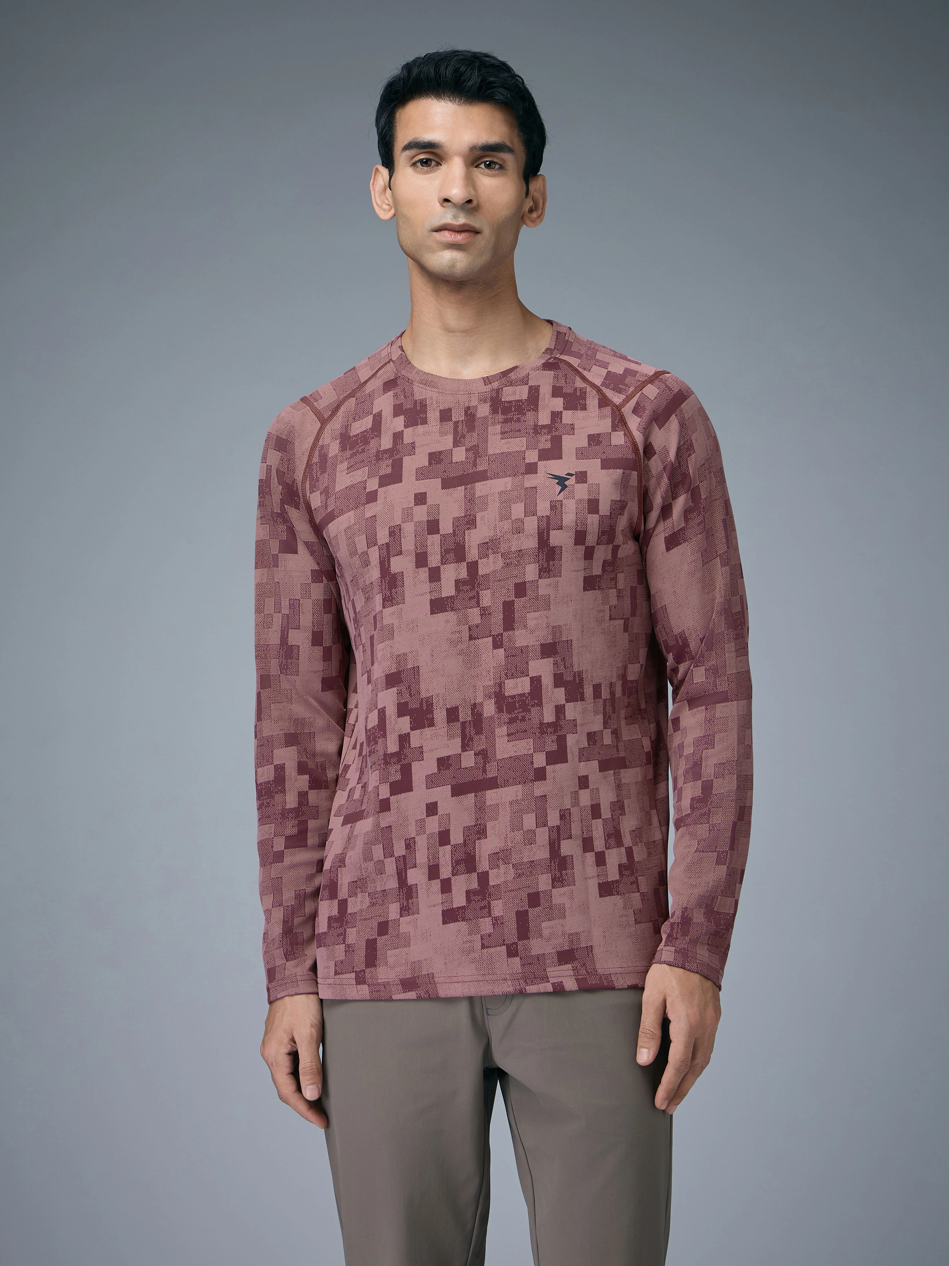 Men Jacquard Slim Fit Round Neck T-shirt with DOUBLE COOL - Image 2