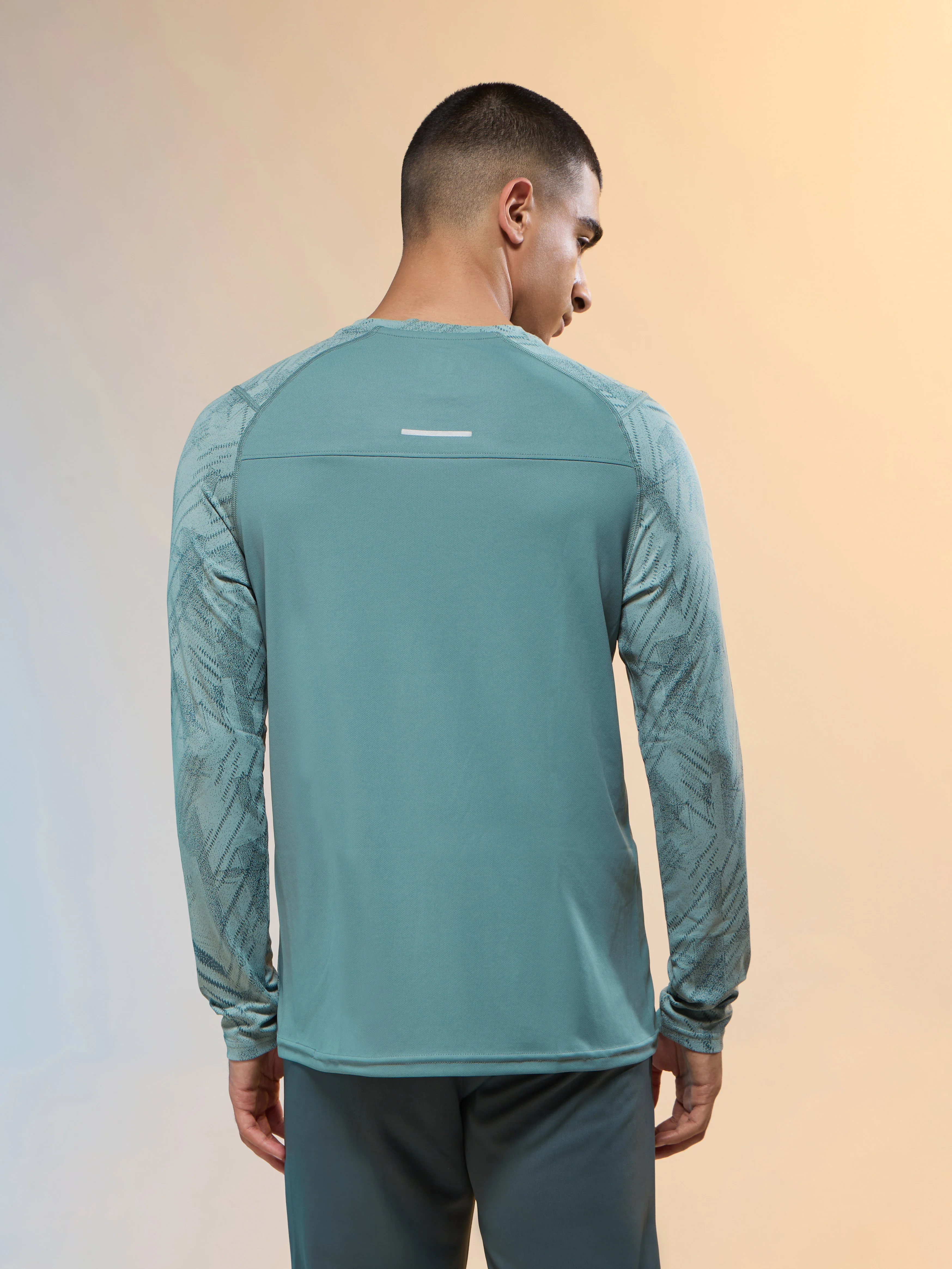 Men Jacquard Slim Fit Round Neck T-shirt with DOUBLE COOL - Image 3