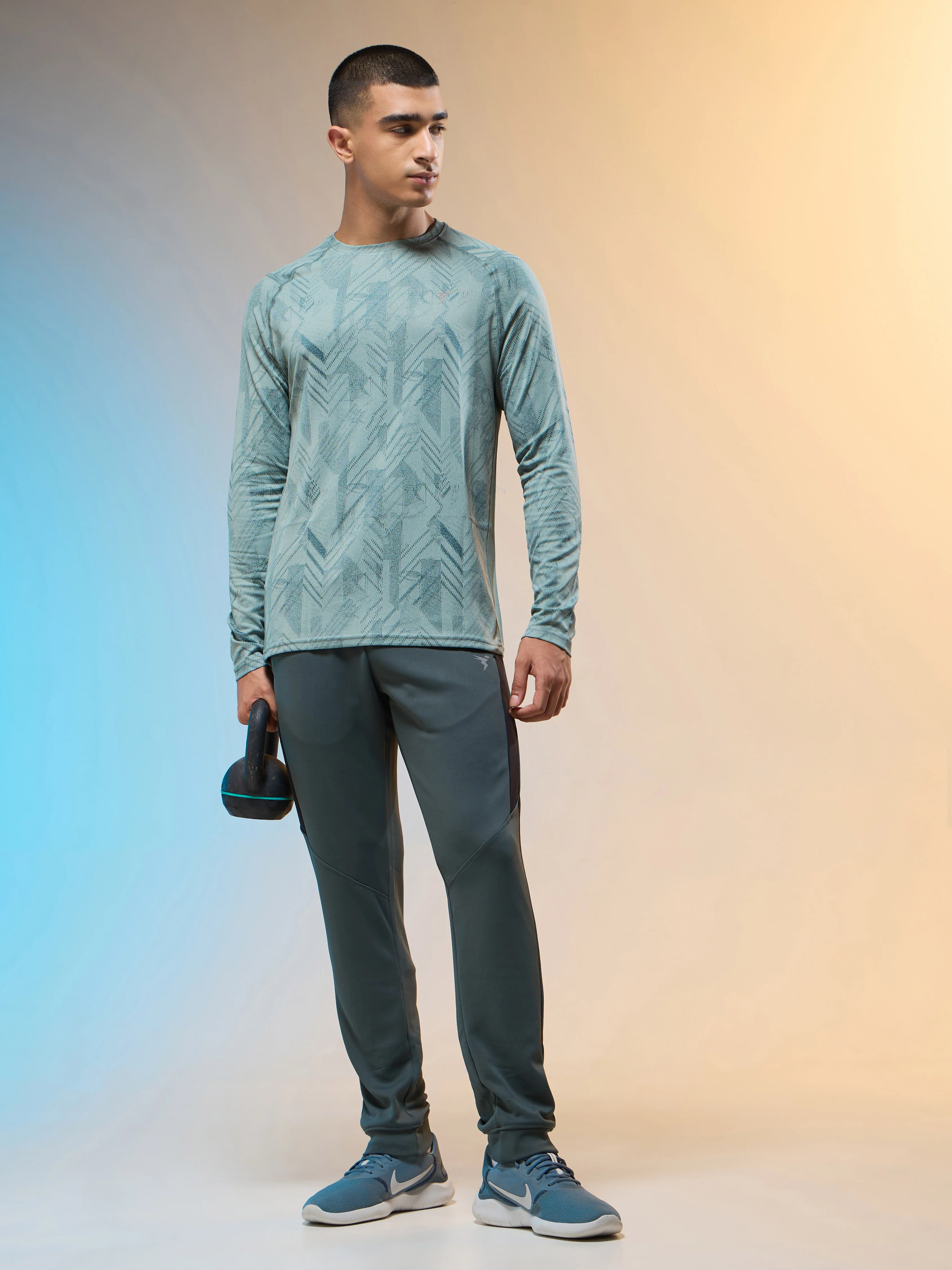 Men Jacquard Slim Fit Round Neck T-shirt with DOUBLE COOL - Image 5