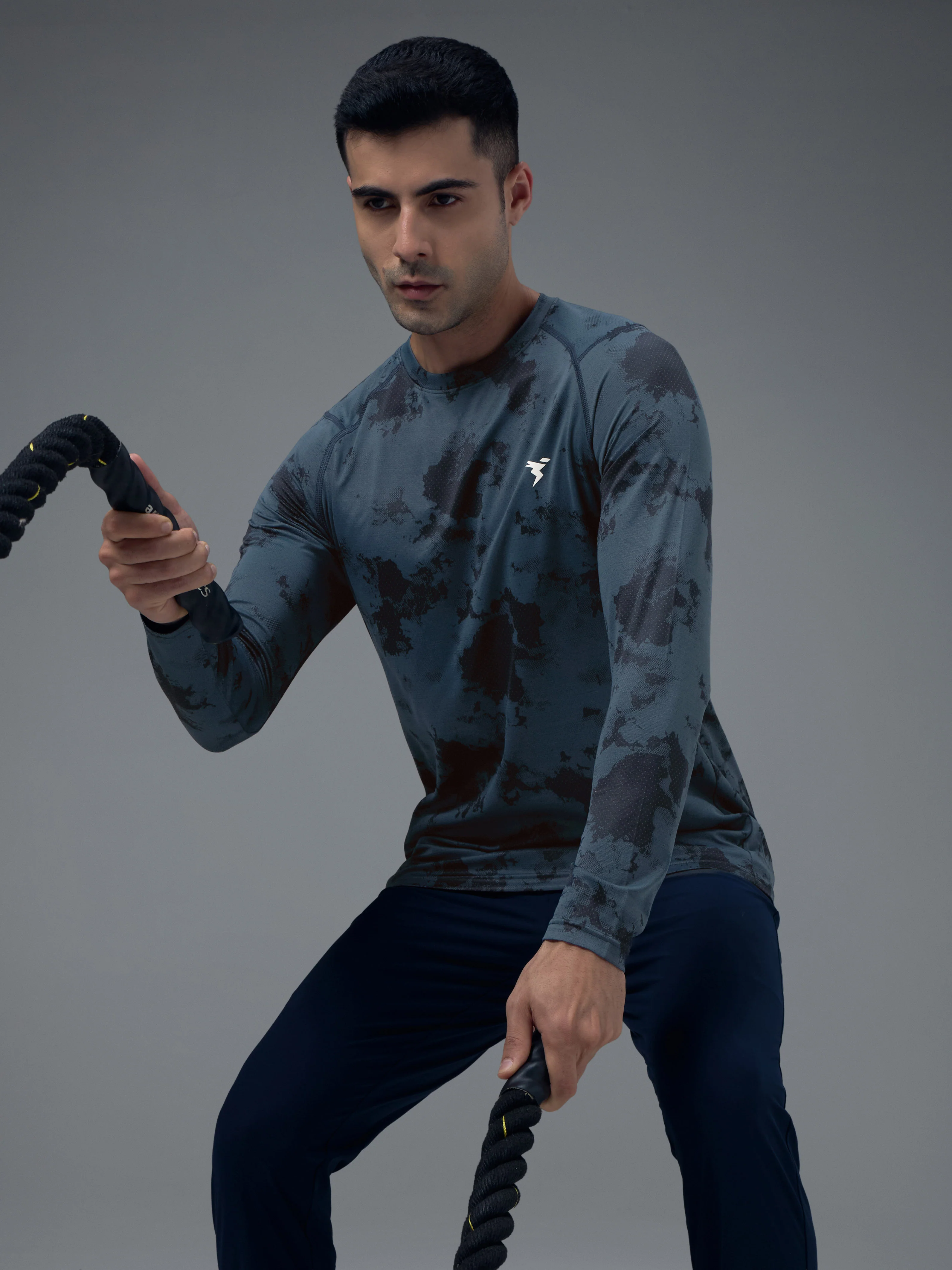 Men Jacquard Slim Fit Round Neck T-shirt with DOUBLE COOL