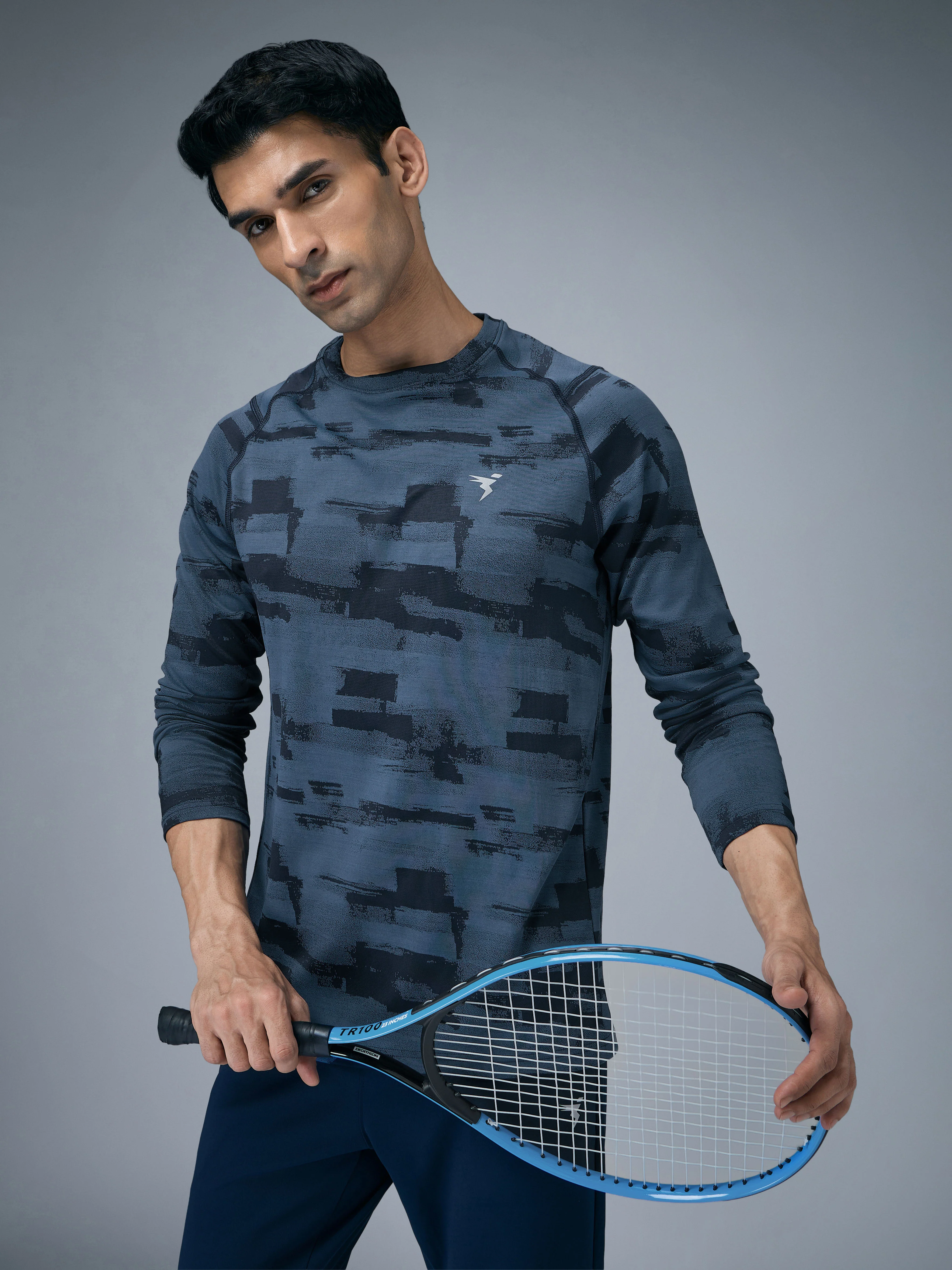 Men Jacquard Slim Fit Round Neck T-shirt with DOUBLE COOL