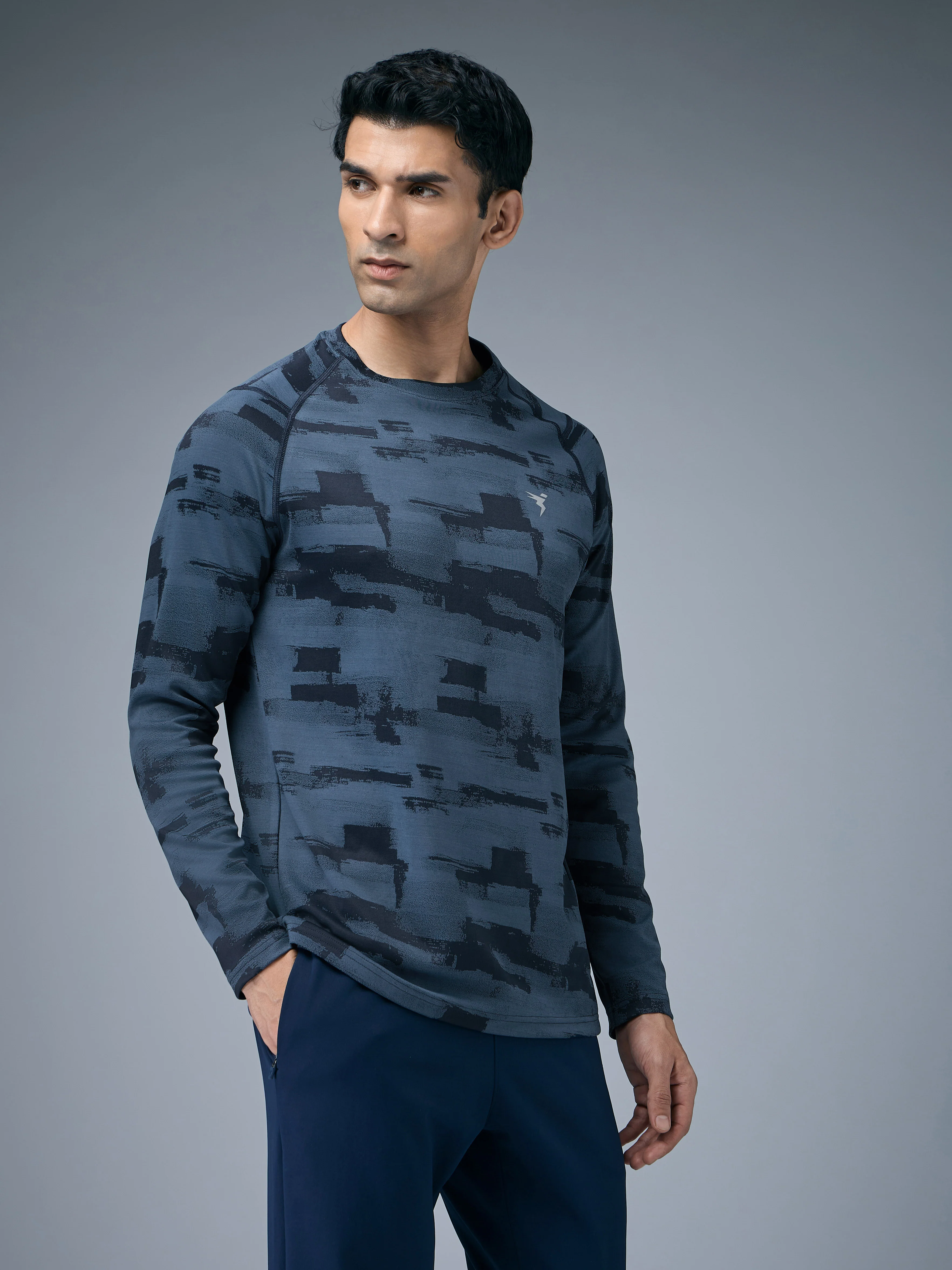 Men Jacquard Slim Fit Round Neck T-shirt with DOUBLE COOL - Image 4