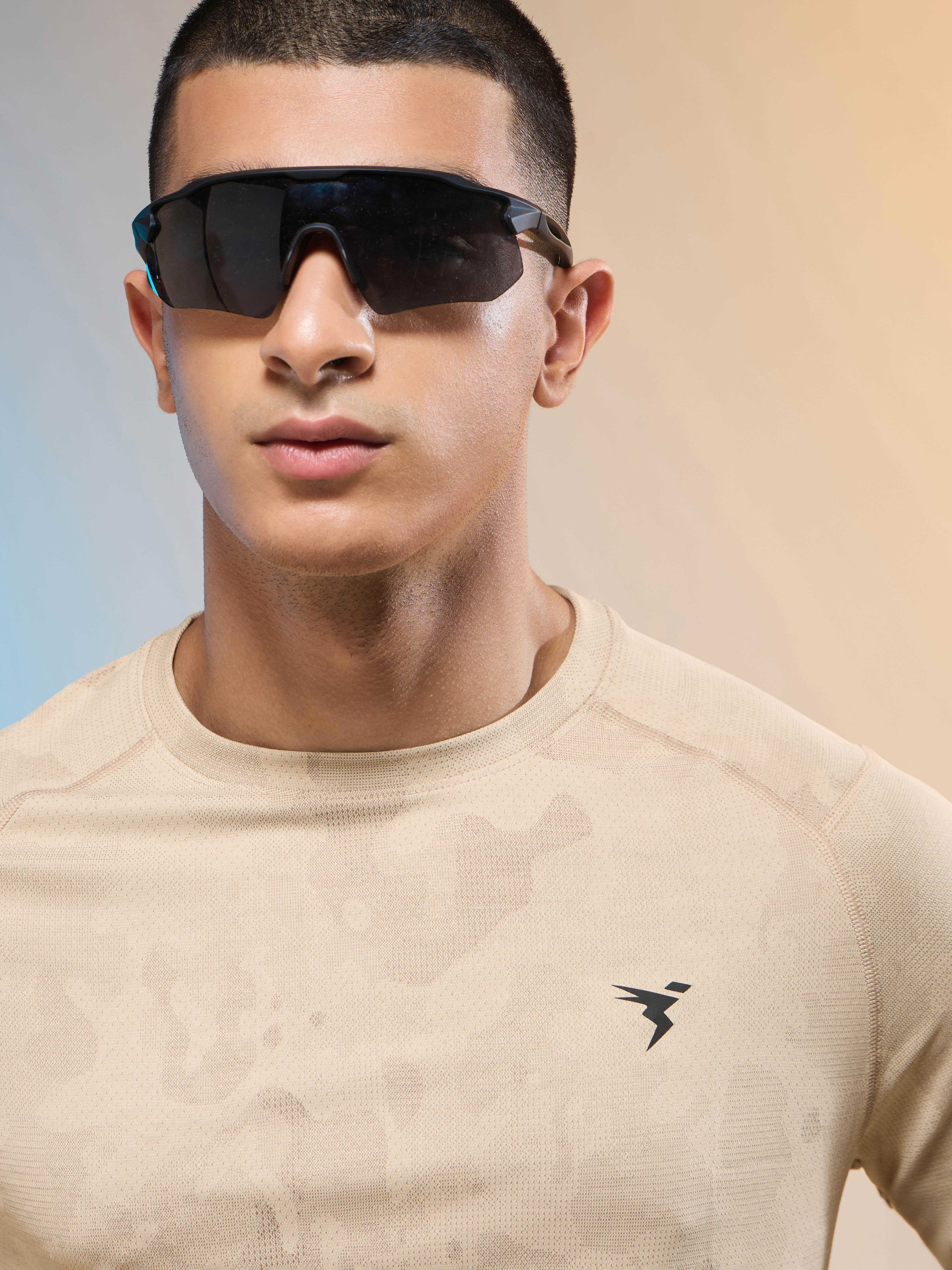 Men Jacquard Slim Fit Round Neck T-shirt with DOUBLE COOL - Image 6