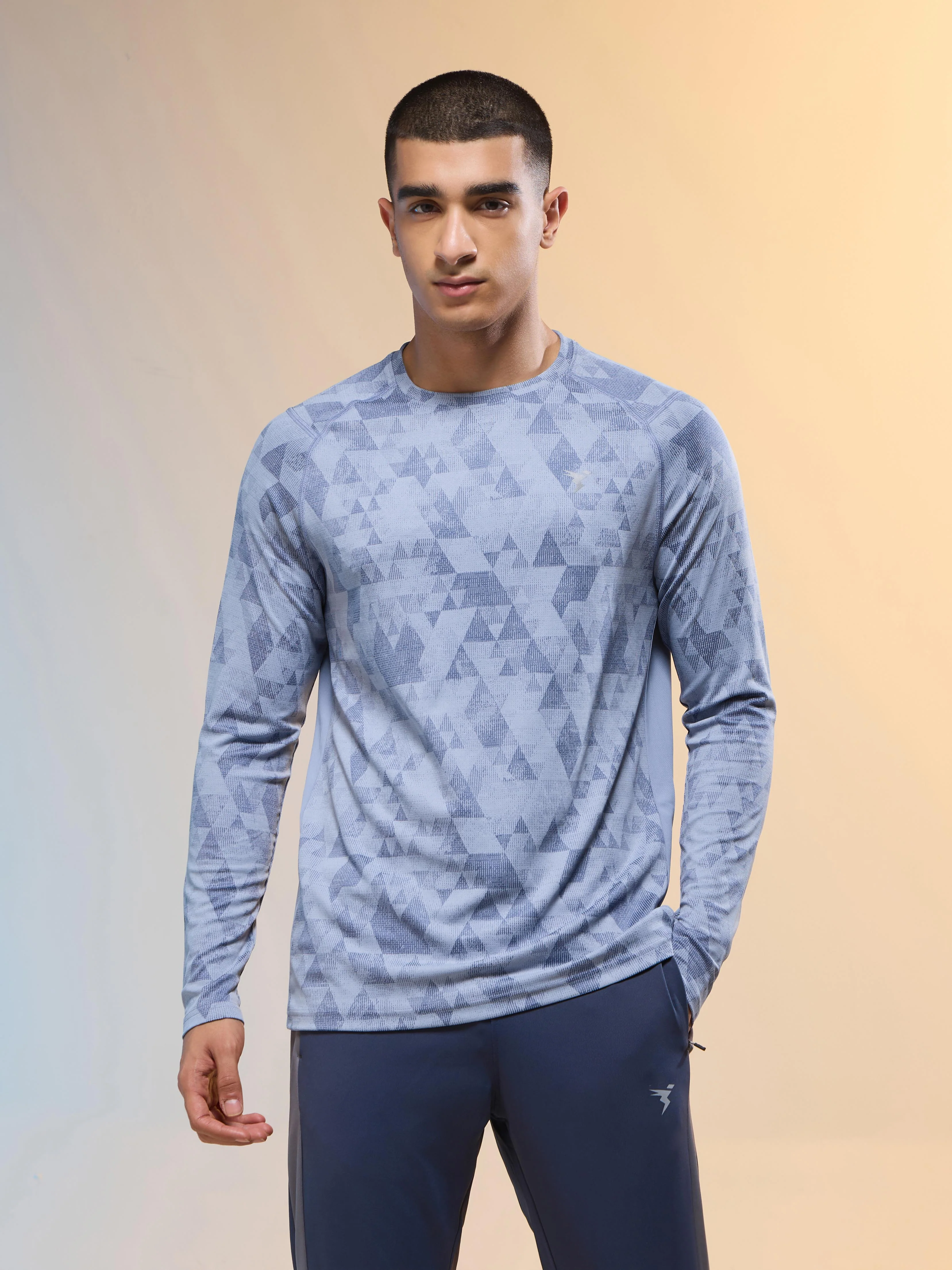 Men Jacquard Slim Fit Round Neck T-shirt with DOUBLE COOL - Image 3