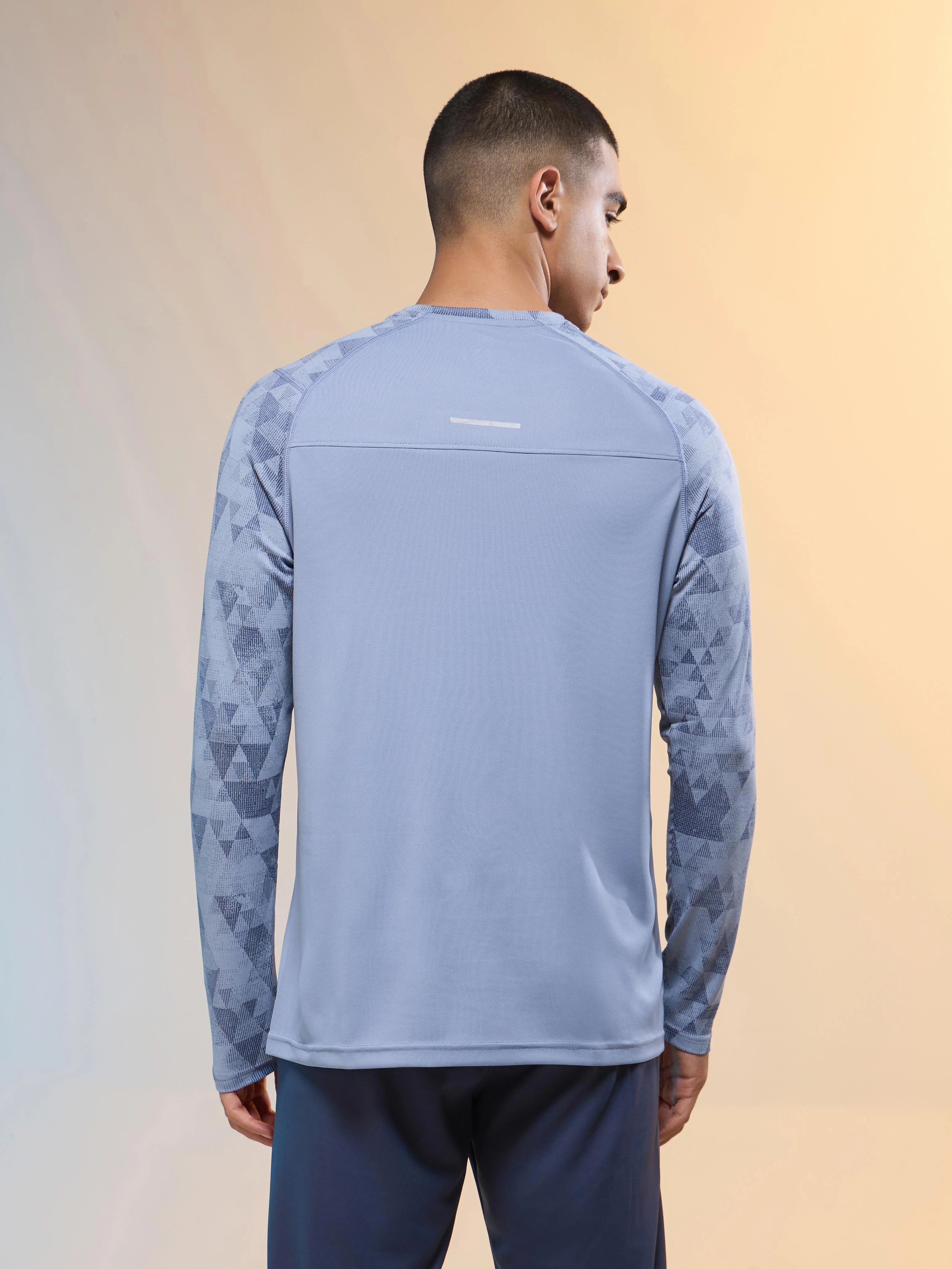 Men Jacquard Slim Fit Round Neck T-shirt with DOUBLE COOL - Image 4