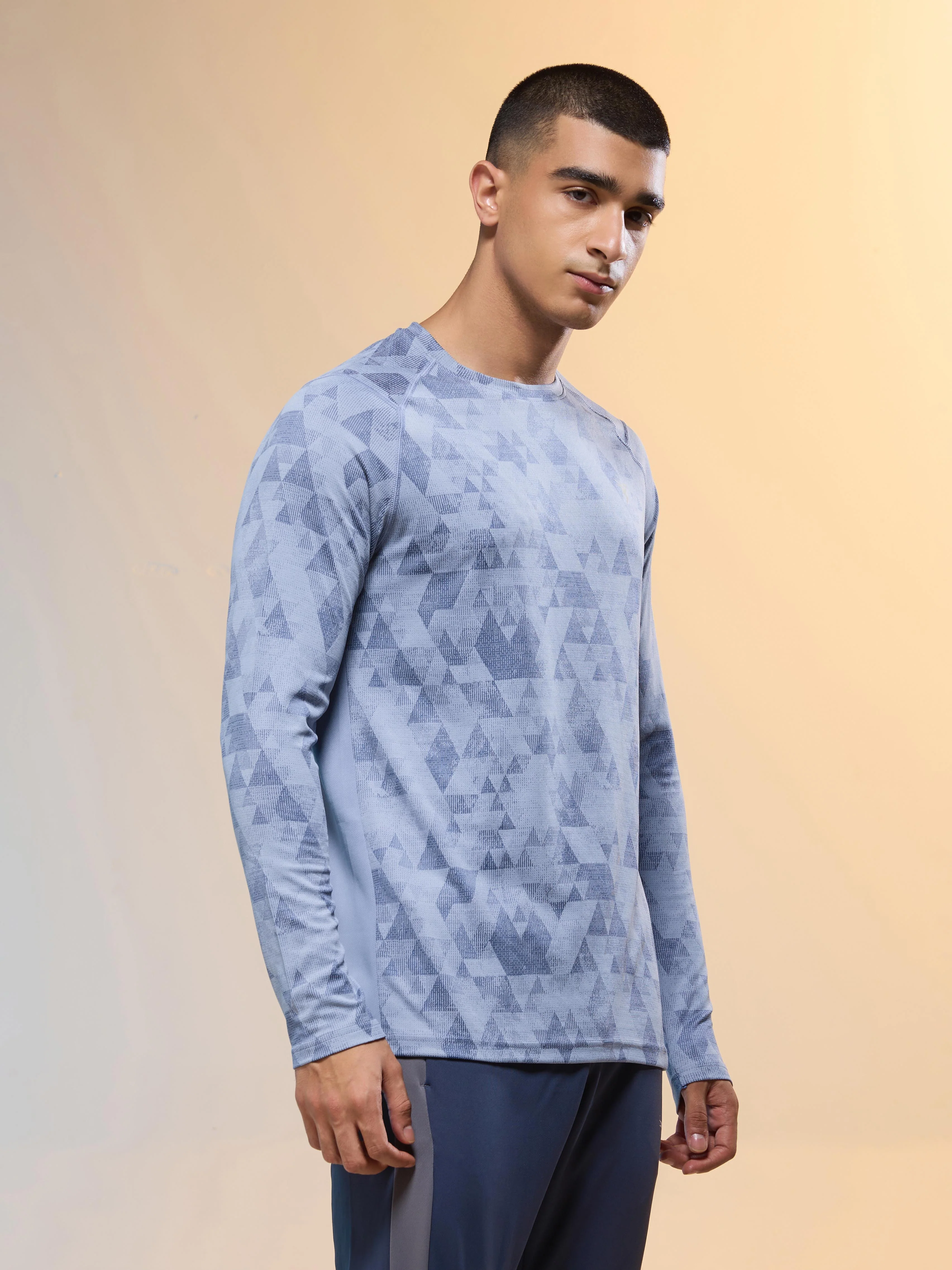 Men Jacquard Slim Fit Round Neck T-shirt with DOUBLE COOL - Image 5