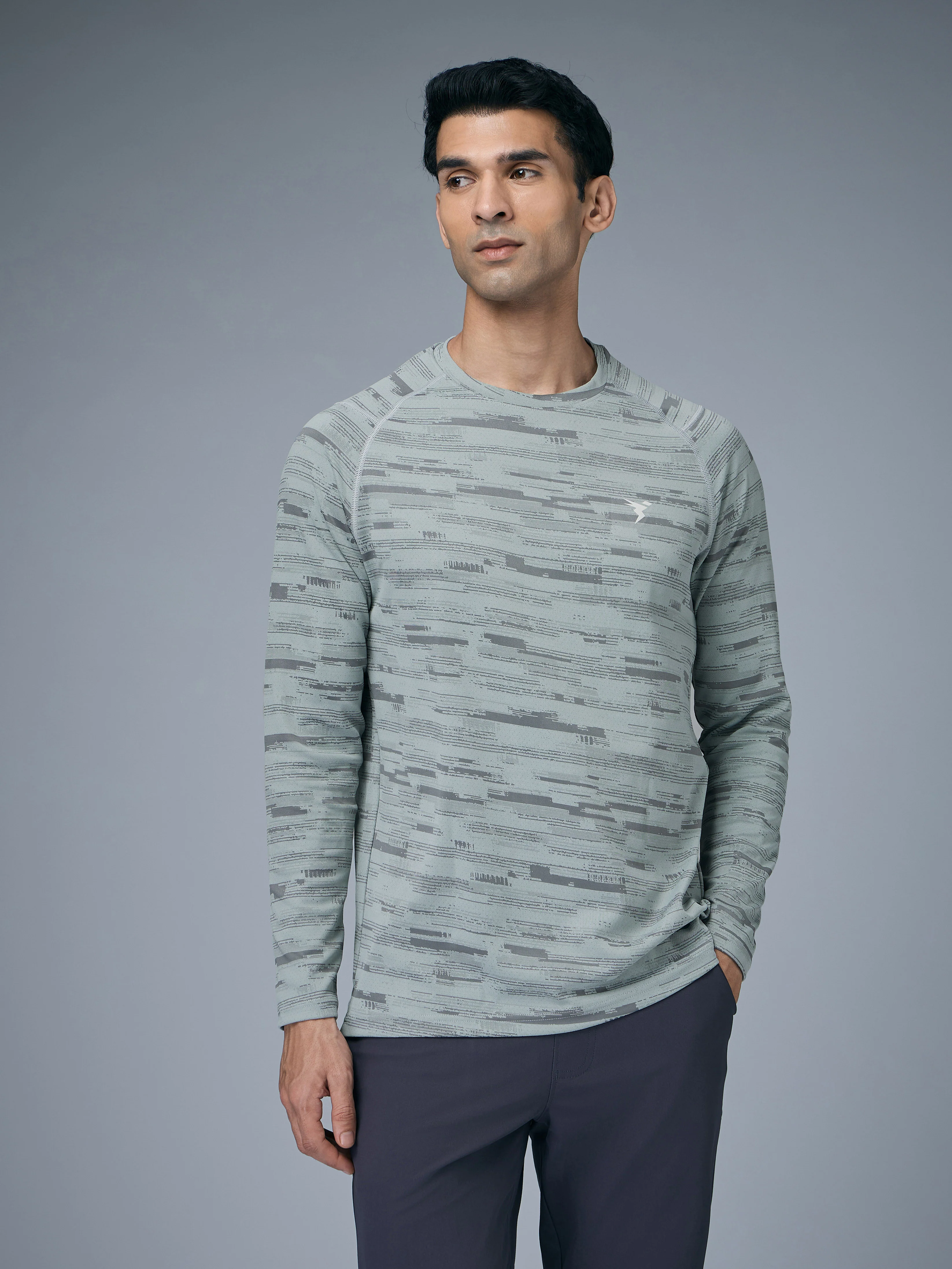 Men Jacquard Slim Fit Round Neck T-shirt with DOUBLE COOL - Image 2