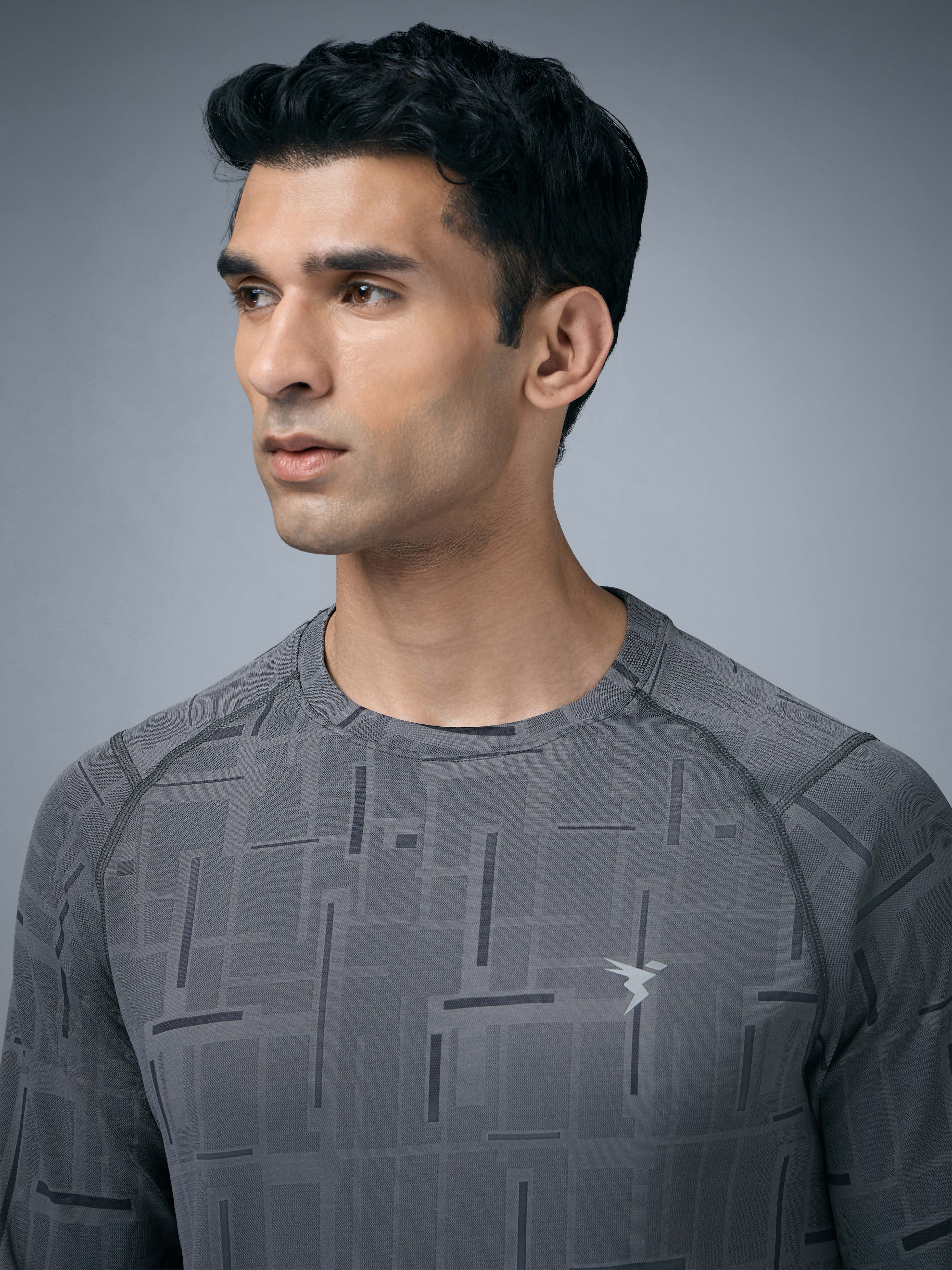 Men Jacquard Slim Fit Round Neck T-shirt with DOUBLE COOL - Image 6