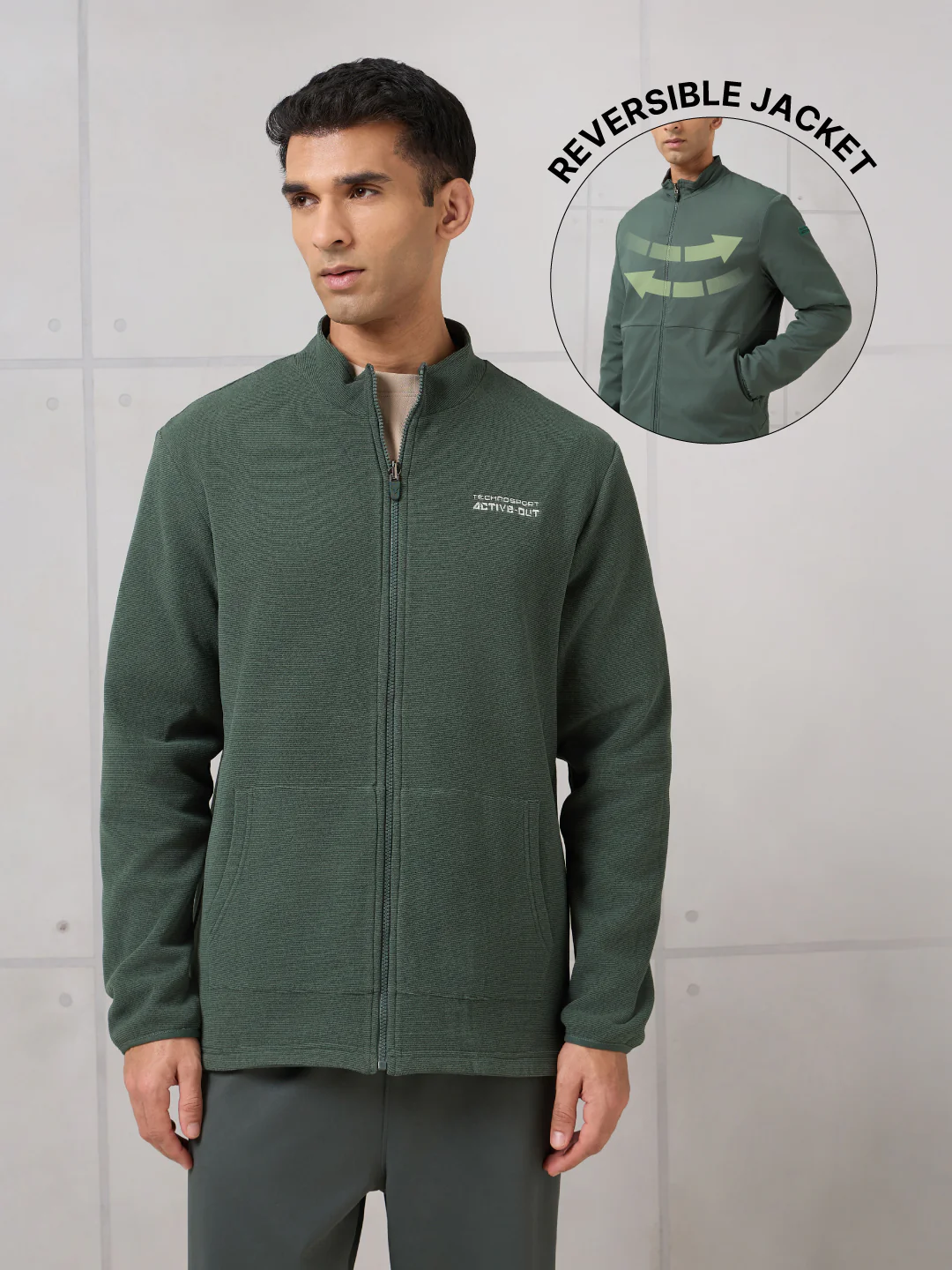 Men Kangaroo Pocket Reversible Winter Jacket with TECHNOWARM+