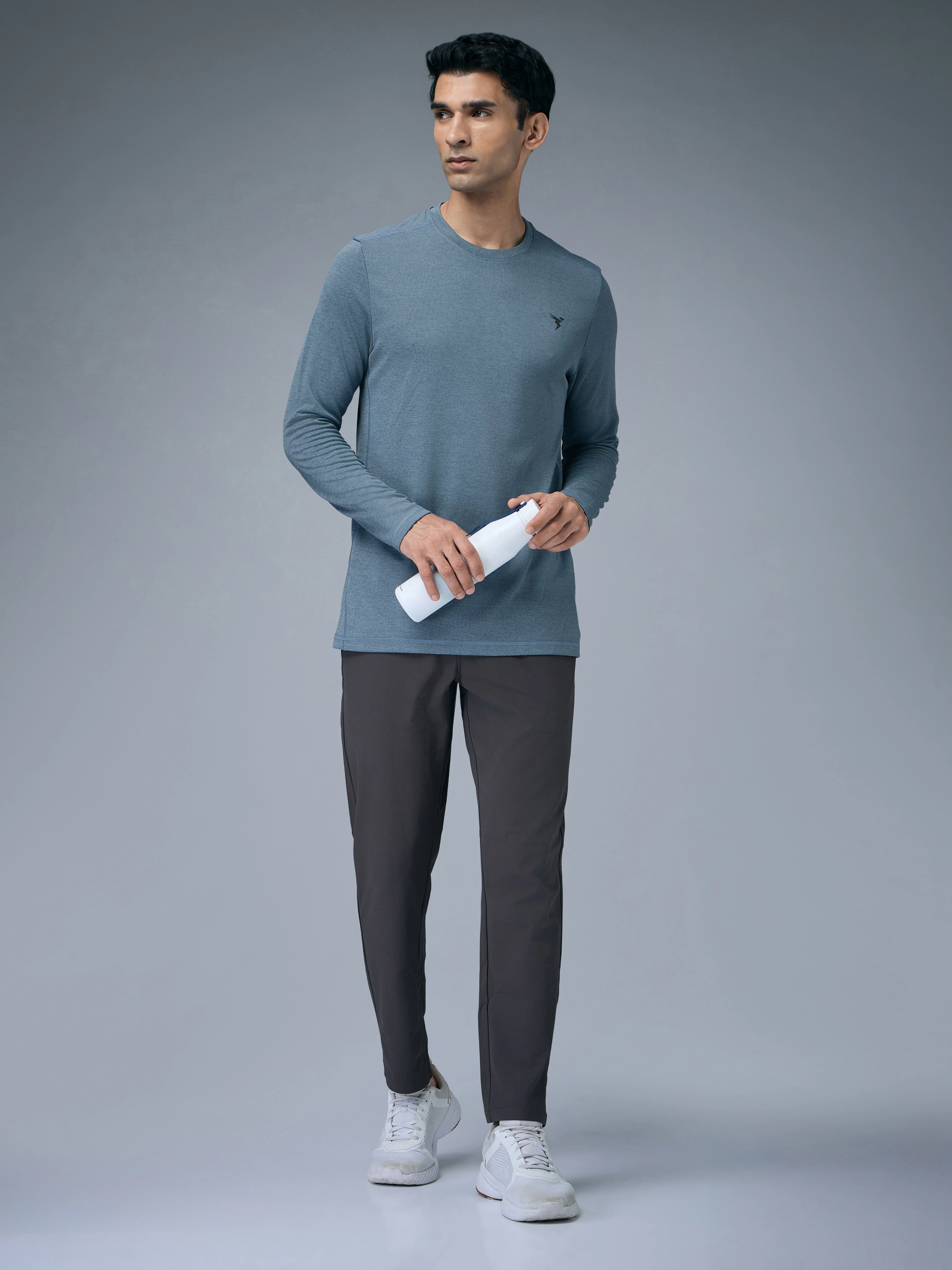 Men Melange Slim Fit Crew Neck T-shirt with DOUBLE COOL - Image 5