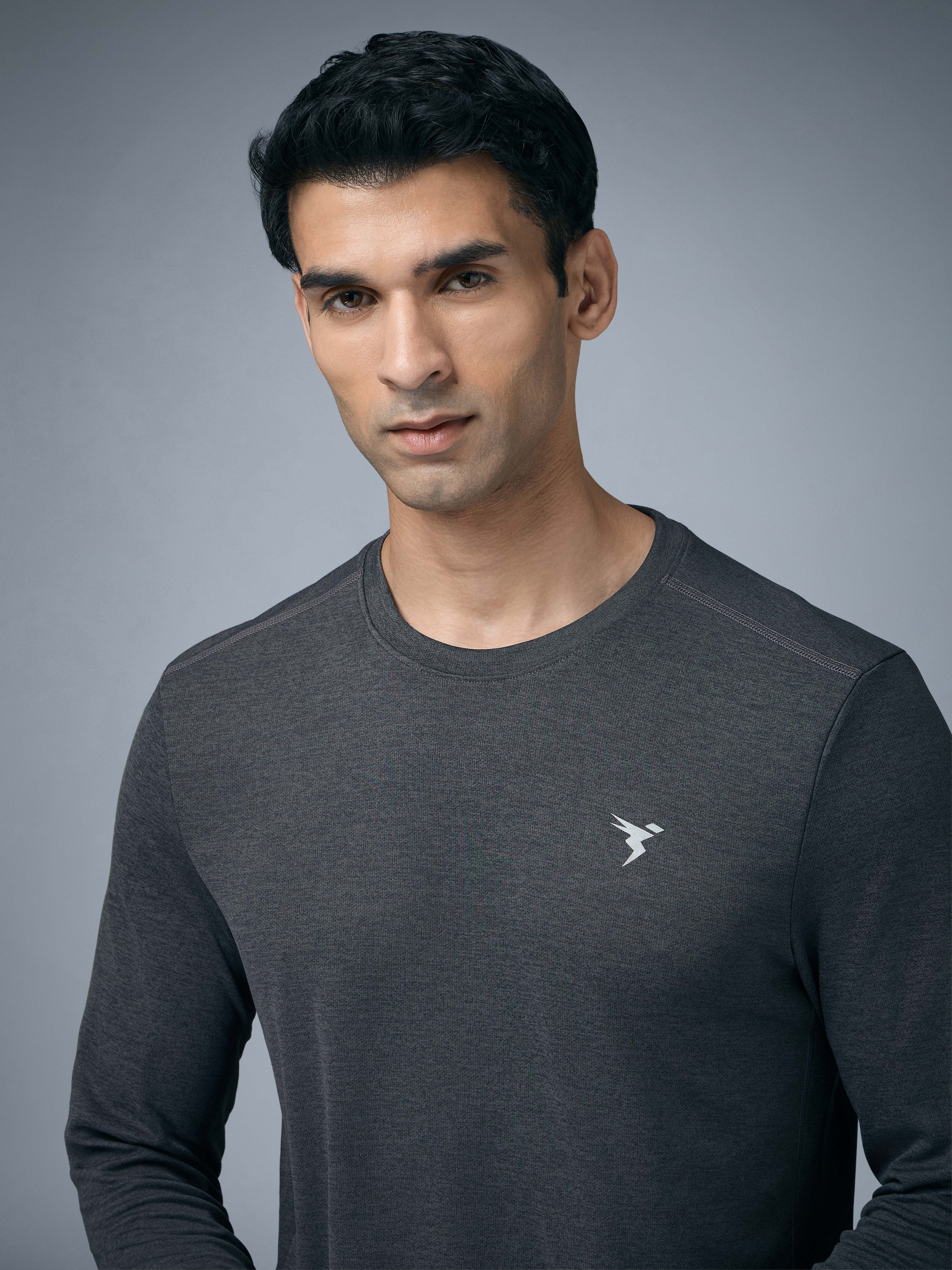 Men Melange Slim Fit Crew Neck T-shirt with DOUBLE COOL - Image 6