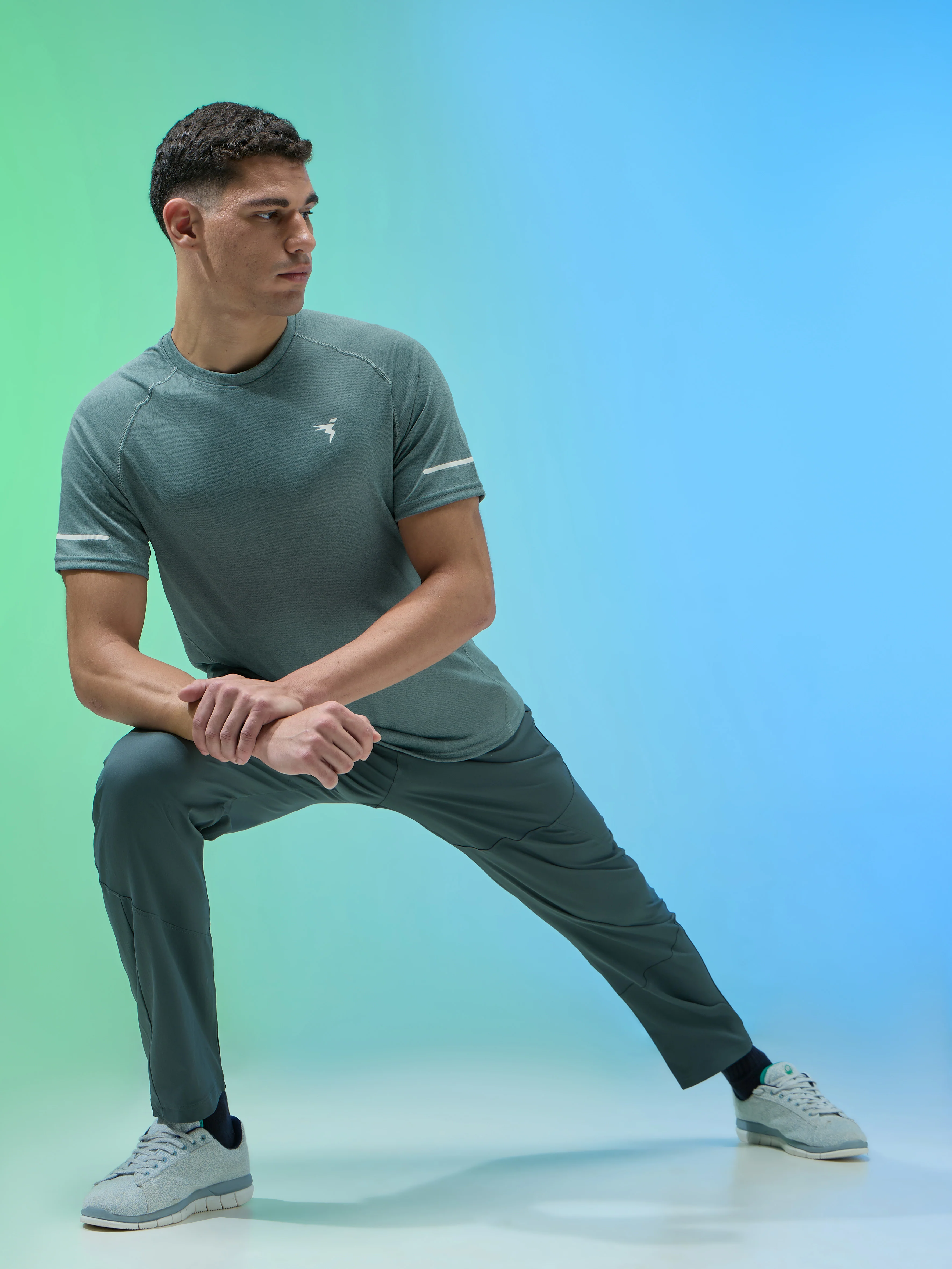 Men Melange Slim Fit Crew Neck T-shirt with DOUBLECOOL - Image 5