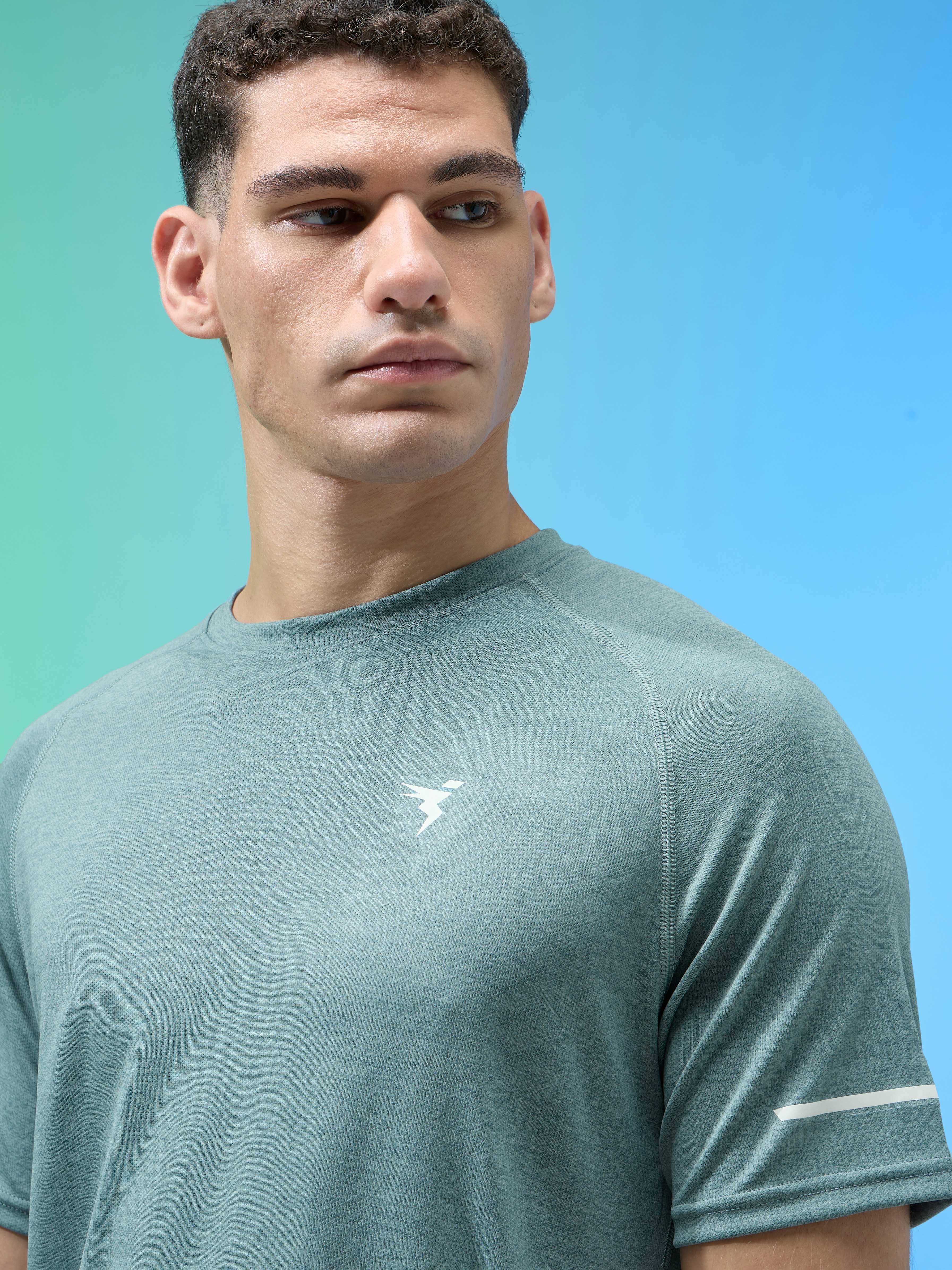 Men Melange Slim Fit Crew Neck T-shirt with DOUBLECOOL - Image 6
