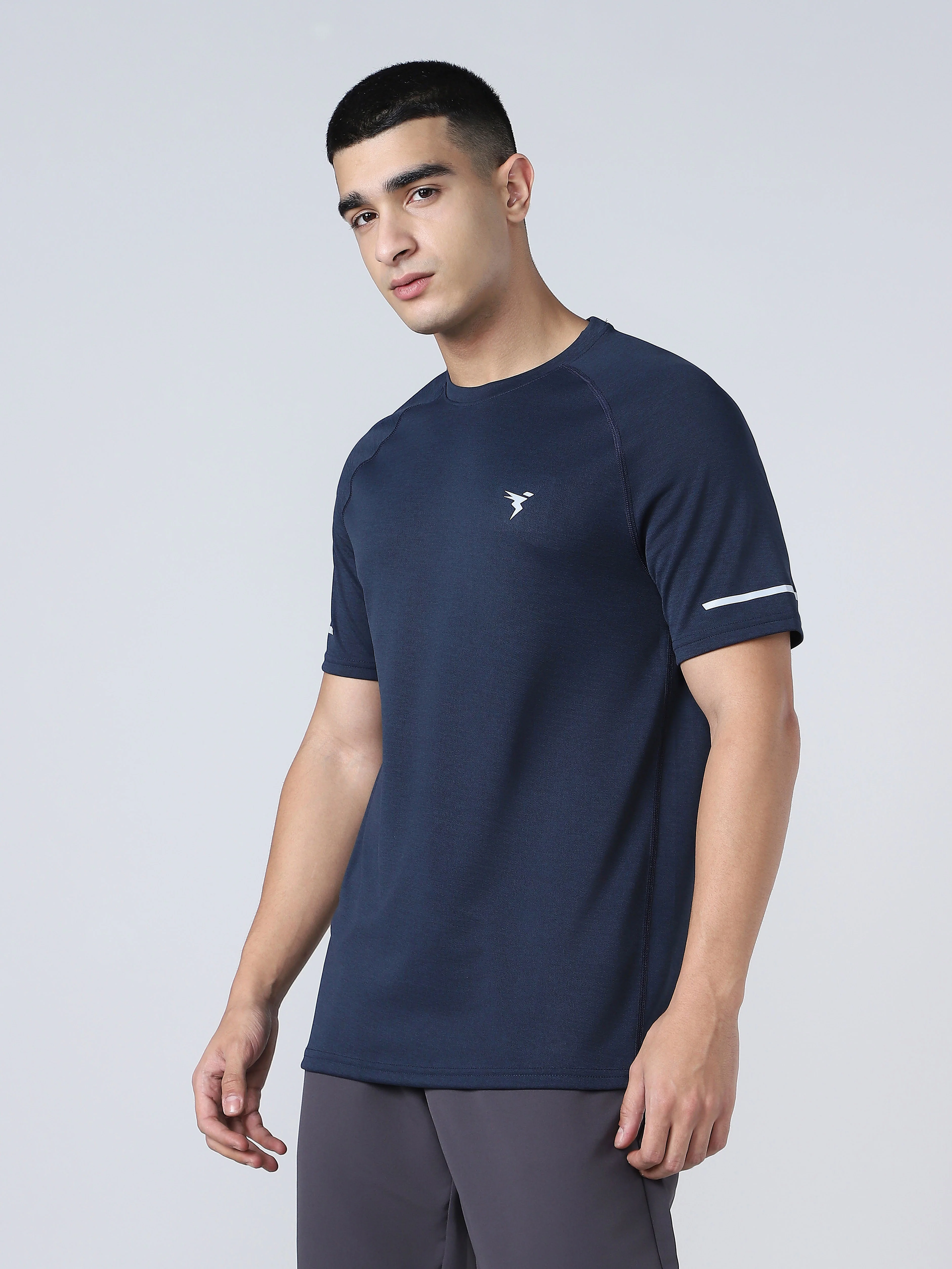 Men Melange Slim Fit Crew Neck T-shirt with DOUBLECOOL - Image 3