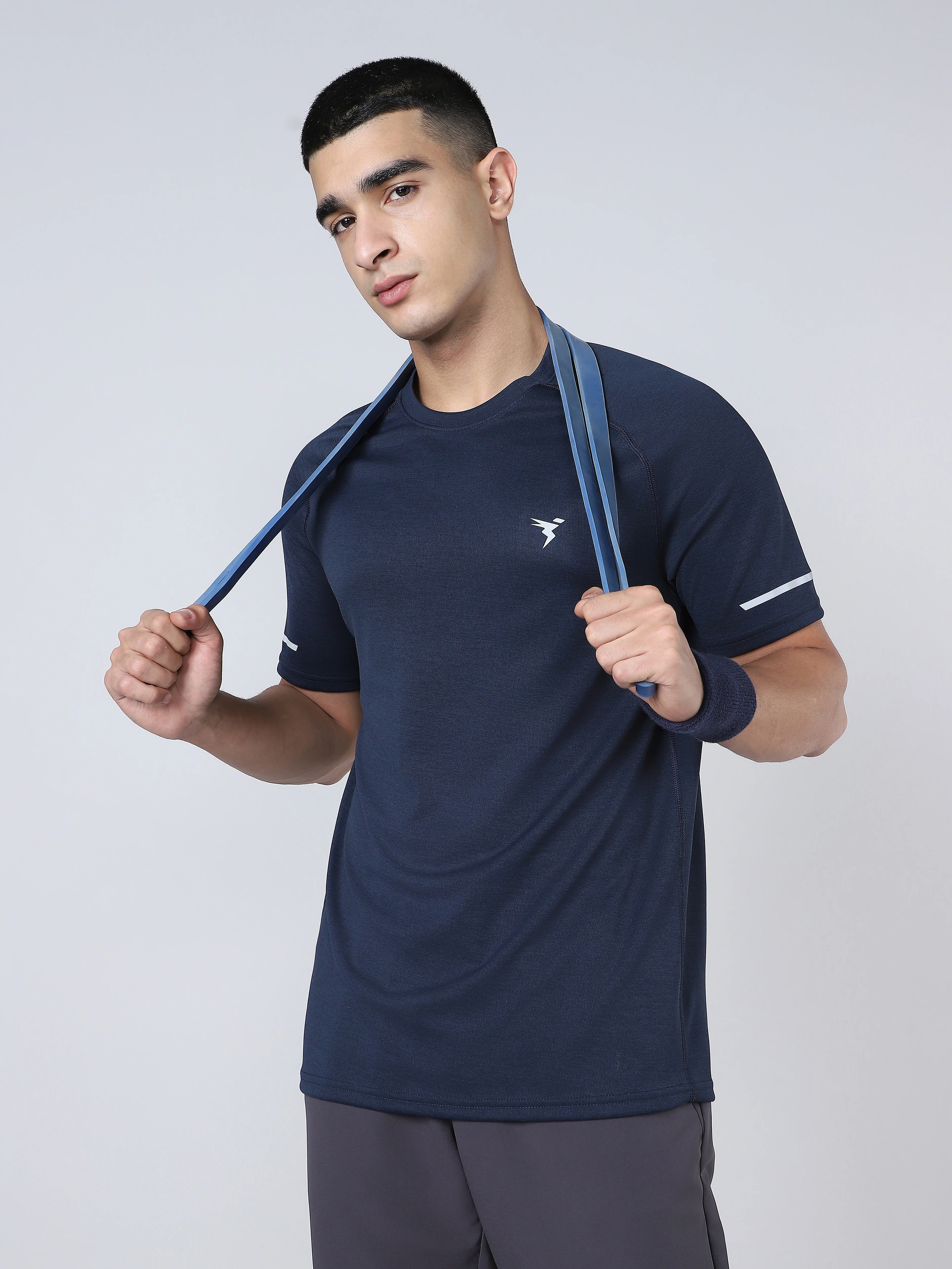 Men Melange Slim Fit Crew Neck T-shirt with DOUBLECOOL - Image 4